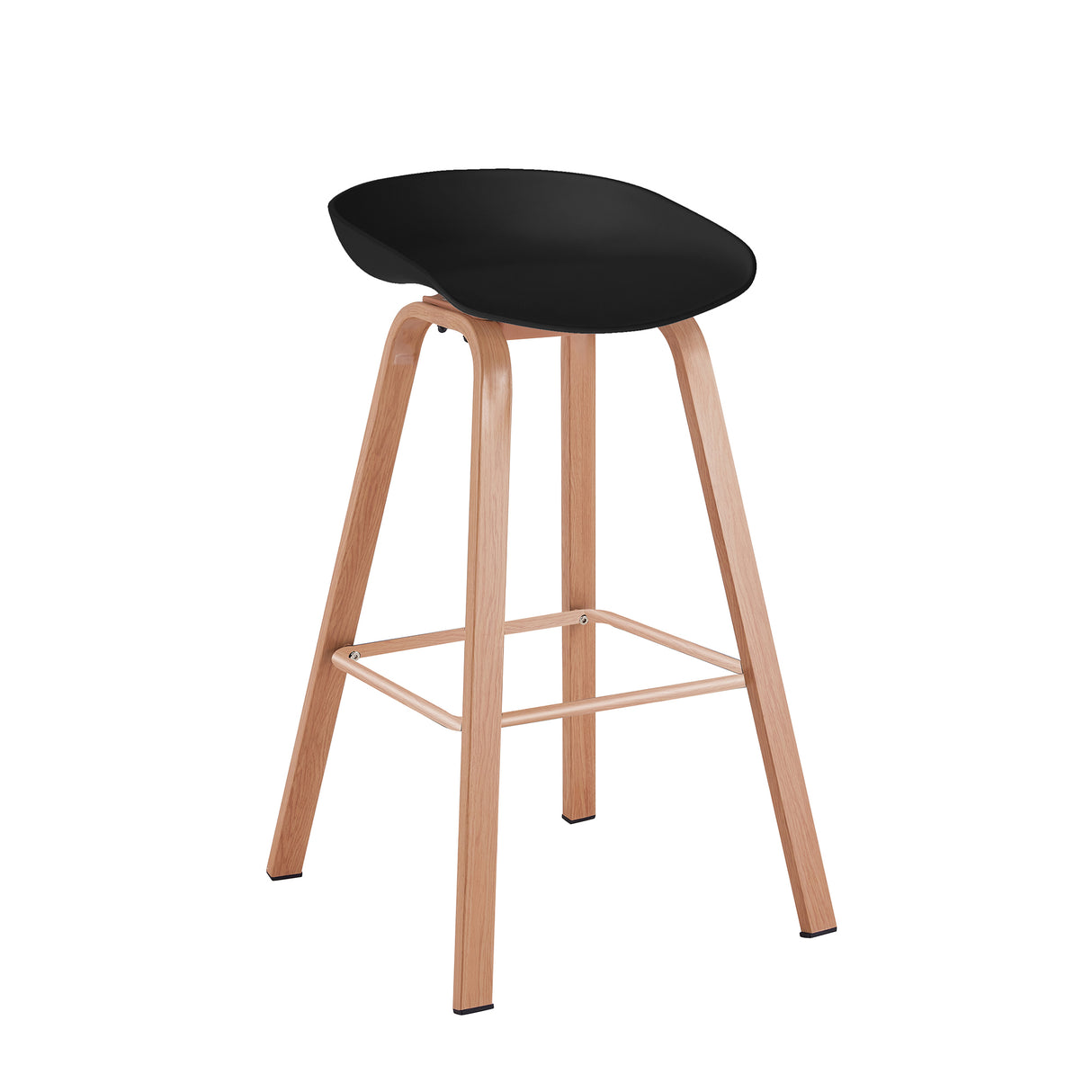 Set x 4 Sillas Banco BM - WB02 Negro y Cafe Claro 52x86cm con Reposapiés - SILLAS Y BUTACOS | Bylmo