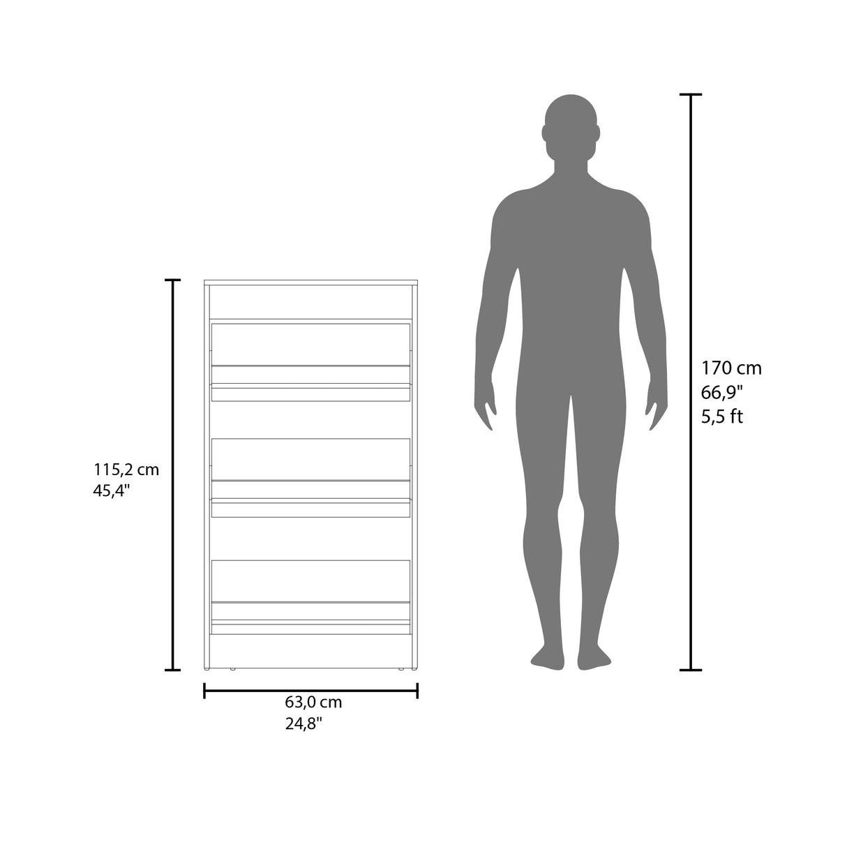 Zapatero Inola Wengue 63x115.2cm de Tres Niveles - ZAPATEROS | Bylmo