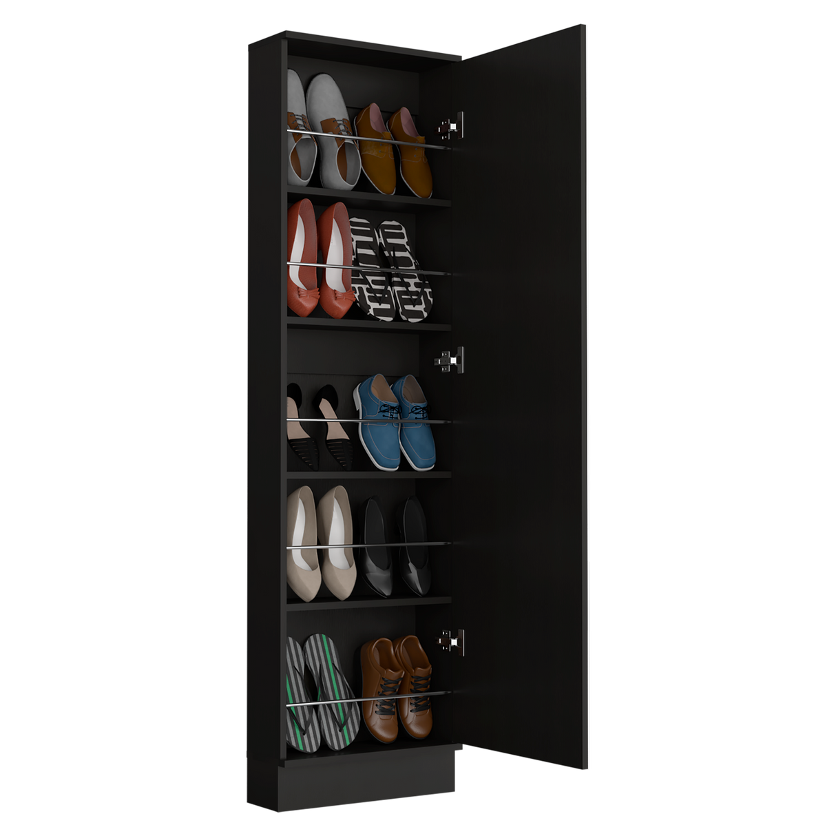 Zapatero de Pared Leto Wengue 47x170cm de Cinco Niveles con Espejo - ZAPATEROS | Bylmo