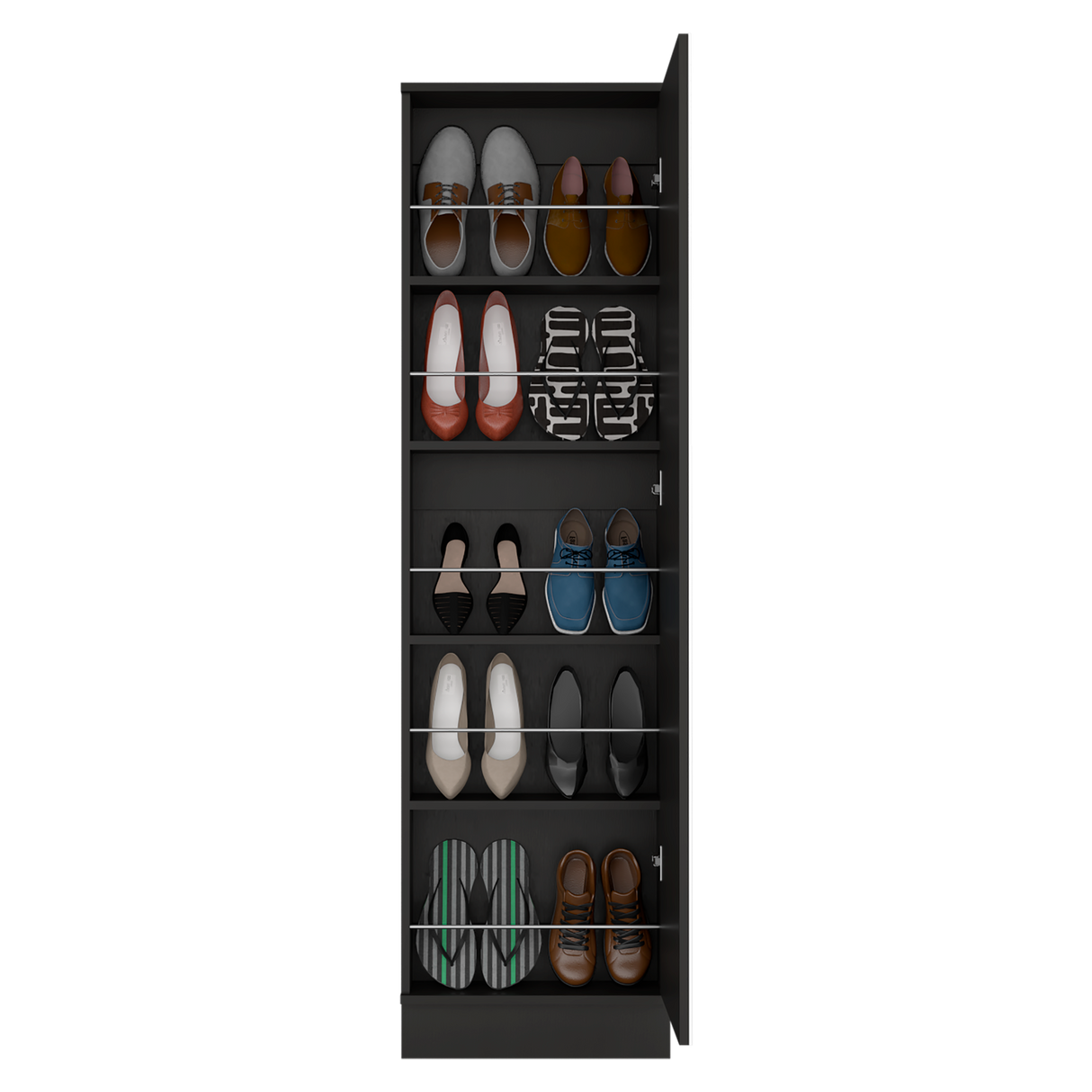 Zapatero de Pared Leto Wengue 47x170cm de Cinco Niveles con Espejo - ZAPATEROS | Bylmo