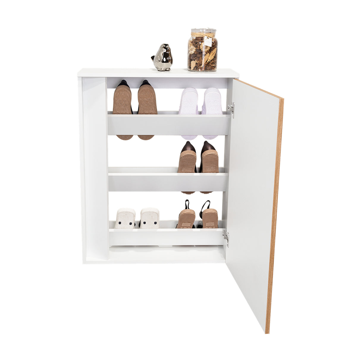 Zapatero Dassel Blanco Y Fresno Europeo 63.2x80.6cm de Tres Niveles - ZAPATEROS | Bylmo