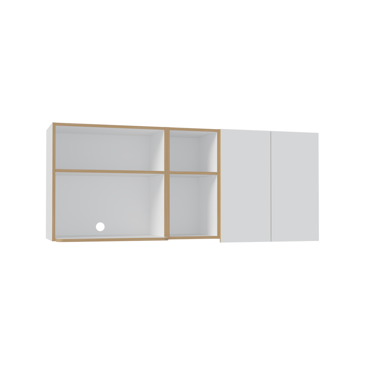 Mueble Superior de Cocina Corinto Blanco y Fresno Europeo 150x62cm con Locero y Espacio para Microondas - MUEBLES SUPERIORES DE COCINA | Bylmo