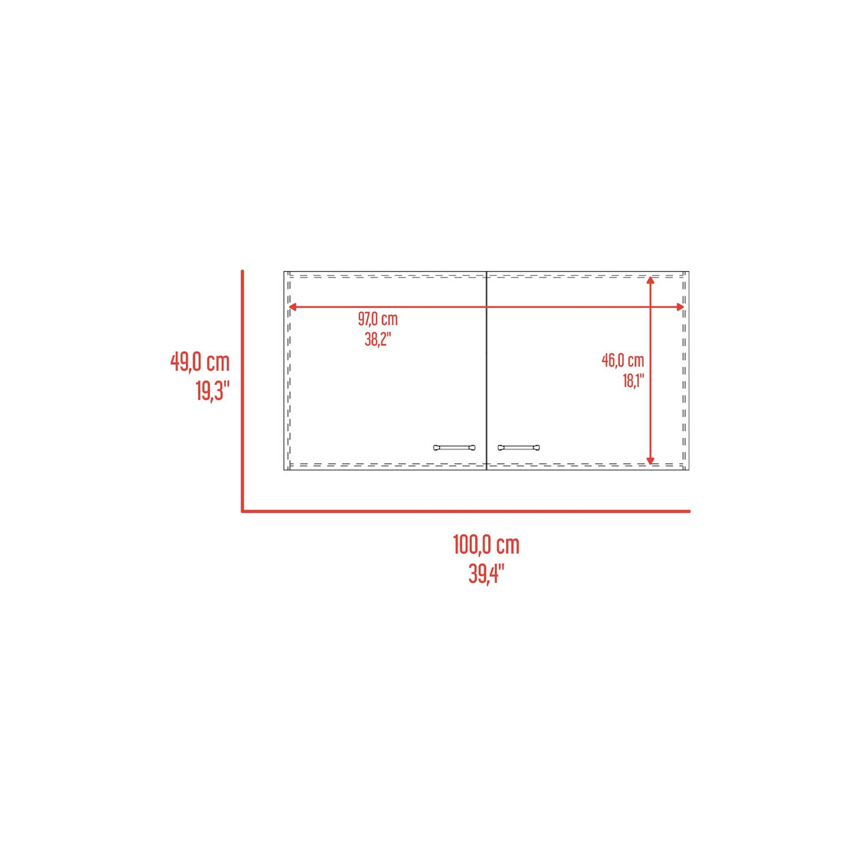 Mueble Superior de Cocina Napoles Wengue y Fresno Europeo 100x49cm con Dos Puertas - MUEBLES SUPERIORES DE COCINA | Bylmo