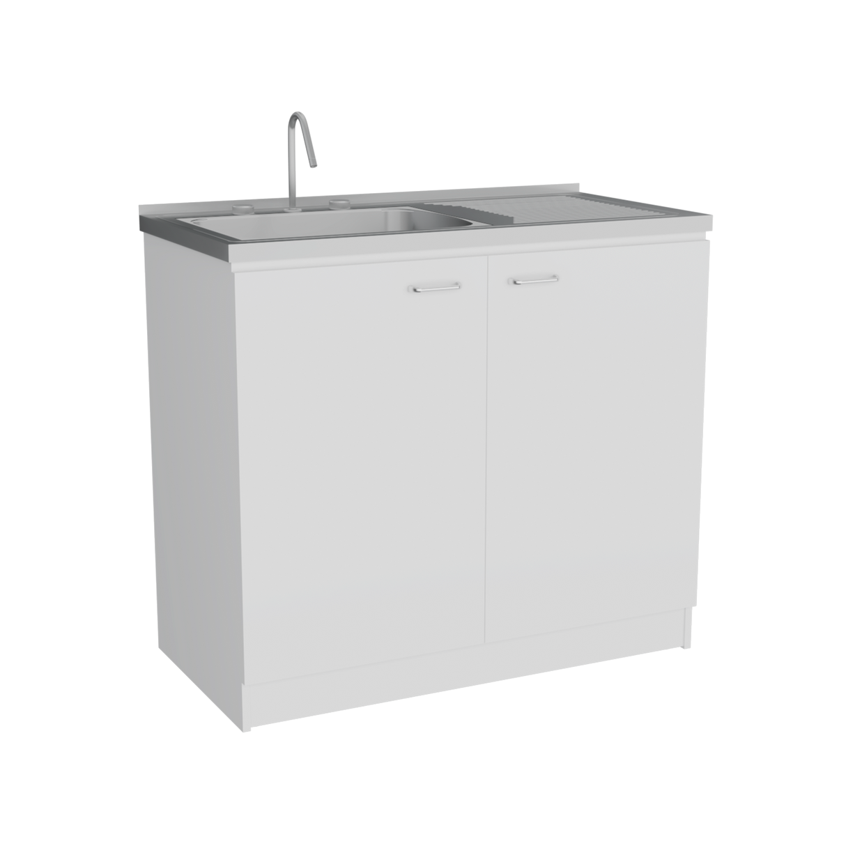Mueble Inferior de Cocina Napoles Blanco 100x90cm Con Mesón de Acero Inoxidable para Lado Izquierdo y sin Estufa - MUEBLES INFERIORES DE COCINA | Bylmo