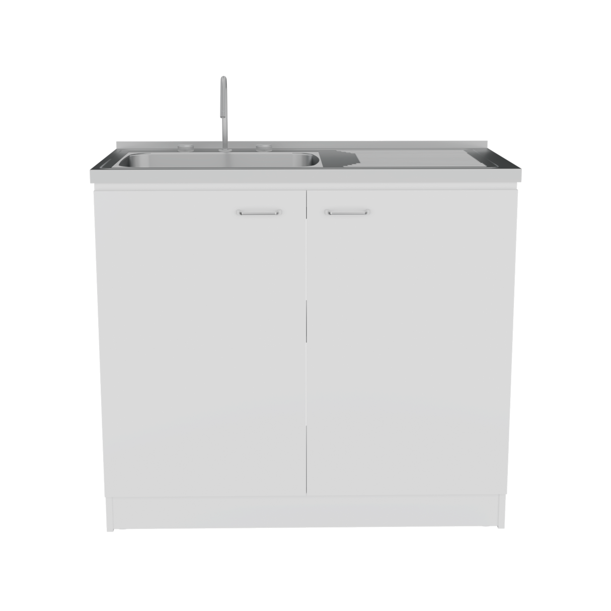 Mueble Inferior de Cocina Napoles Blanco 100x90cm Con Mesón de Acero Inoxidable para Lado Izquierdo y sin Estufa - MUEBLES INFERIORES DE COCINA | Bylmo