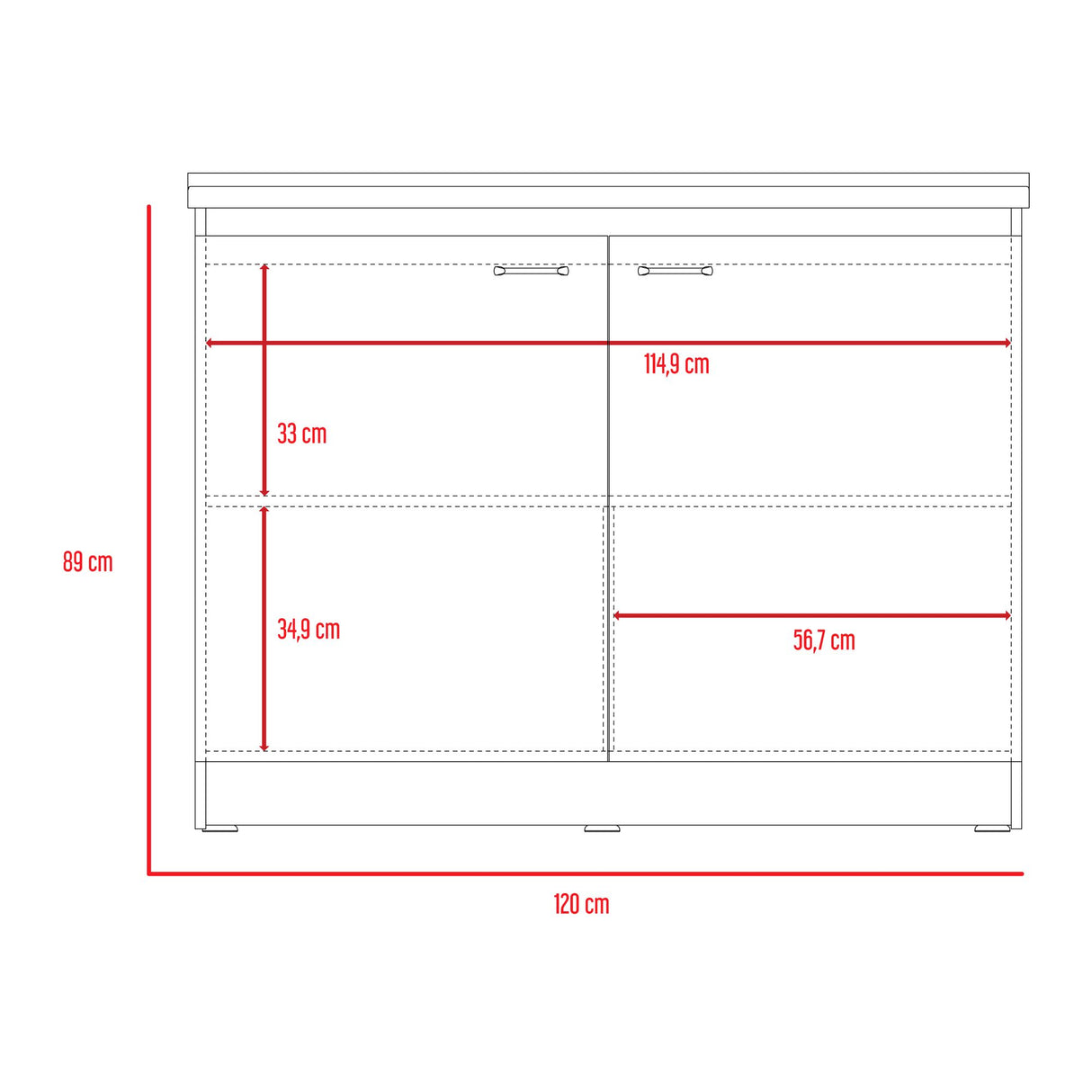 Mueble Inferior de Cocina Napoles Blanco 120x89cm Con Mesón de Acero Inoxidable para Lado Izquierdo y sin Estufa - MUEBLES INFERIORES DE COCINA | Bylmo