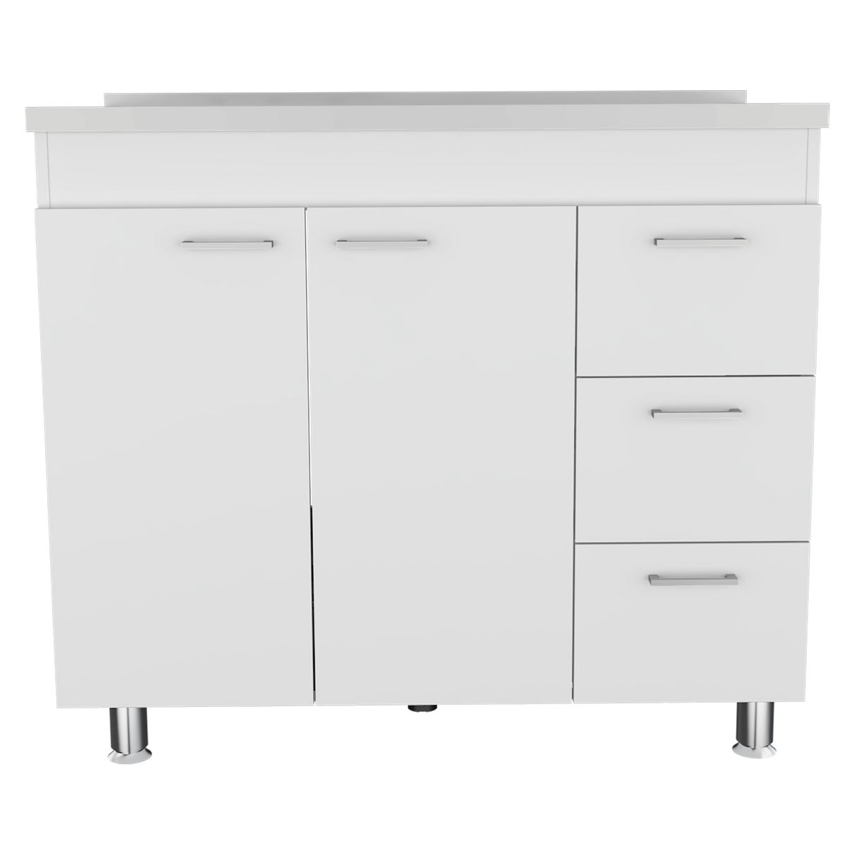 Mueble Inferior de Cocina Ferreti Blanco 100x90cm Con Mesón de Acero Inoxidable para Lado Izquierdo y sin Estufa - MUEBLES INFERIORES DE COCINA | Bylmo