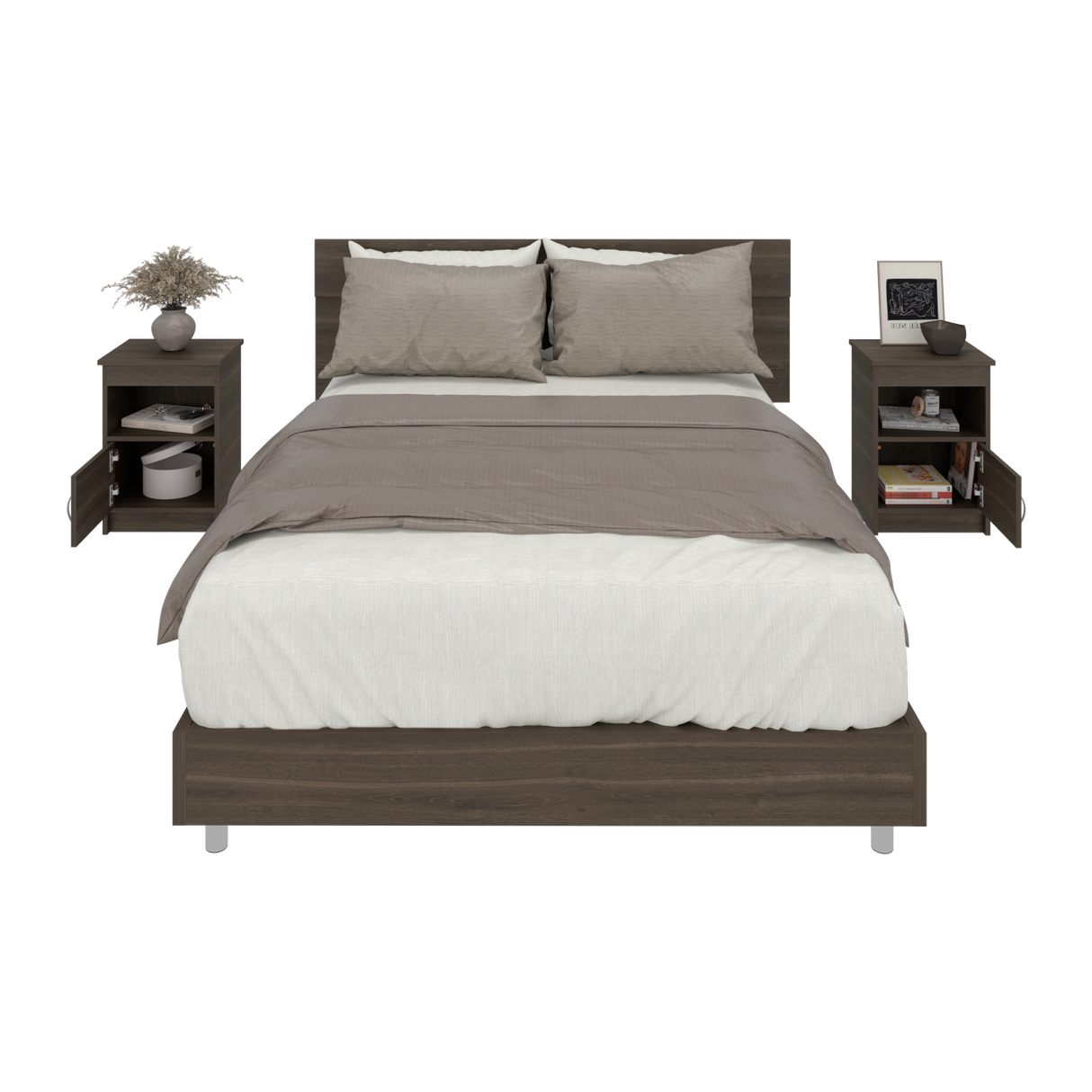 Combo Cabecero Lisboa Milan 90.2x158.6cm con Dos Mesas de Noche Para cama Doble - CABECEROS | Bylmo