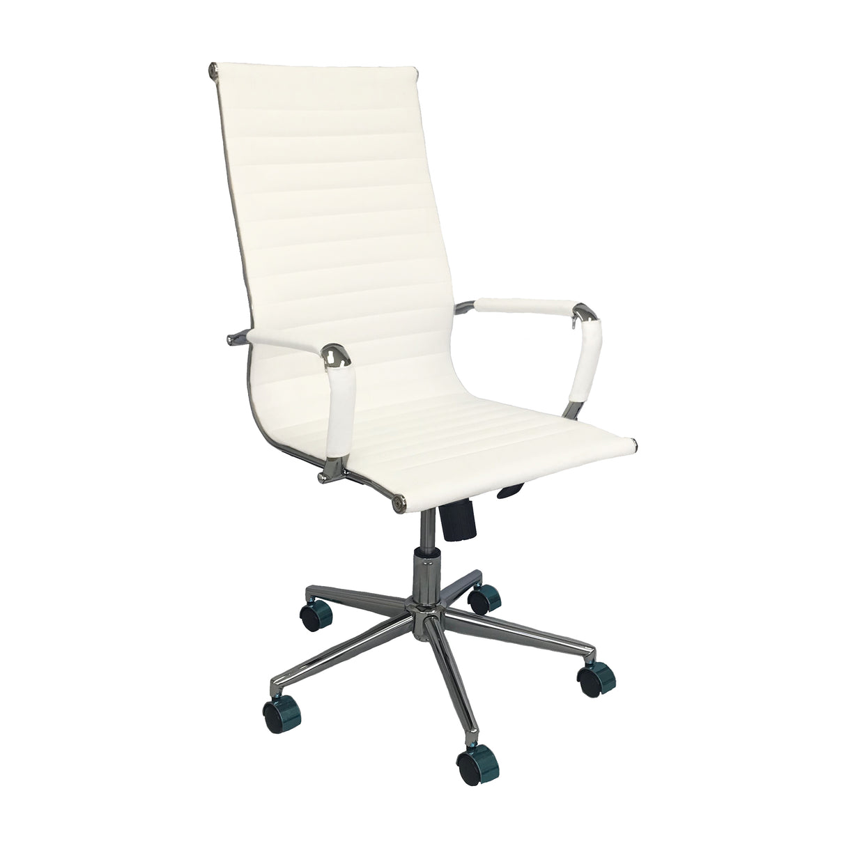 Silla de Oficina Alta Esterilla Blanco 61x46.5cm Reclinable y Giratoria con Ruedas - SILLAS DE OFICINA | Bylmo