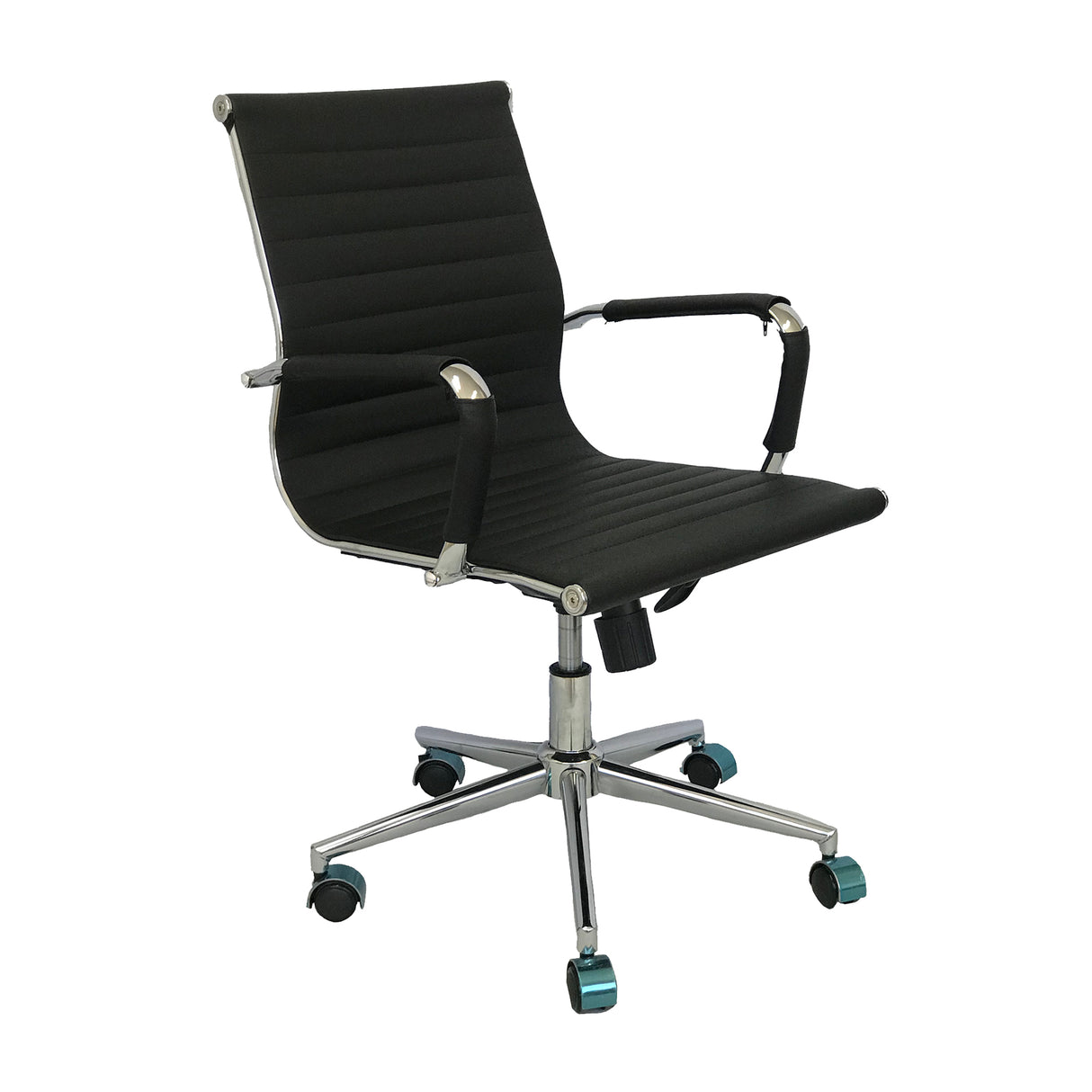 Set x 2 Sillas de Oficina Esterilla Negro 61x46.5cm Reclinable y Giratoria con Ruedas - SILLAS DE OFICINA | Bylmo