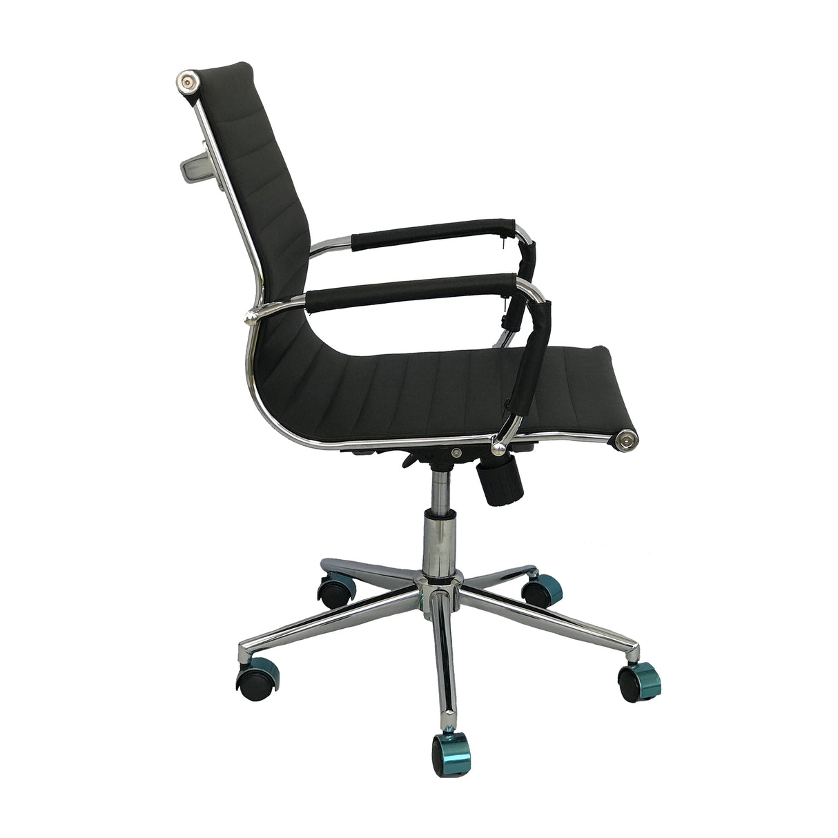 Set x 2 Sillas de Oficina Esterilla Negro 61x46.5cm Reclinable y Giratoria con Ruedas - SILLAS DE OFICINA | Bylmo