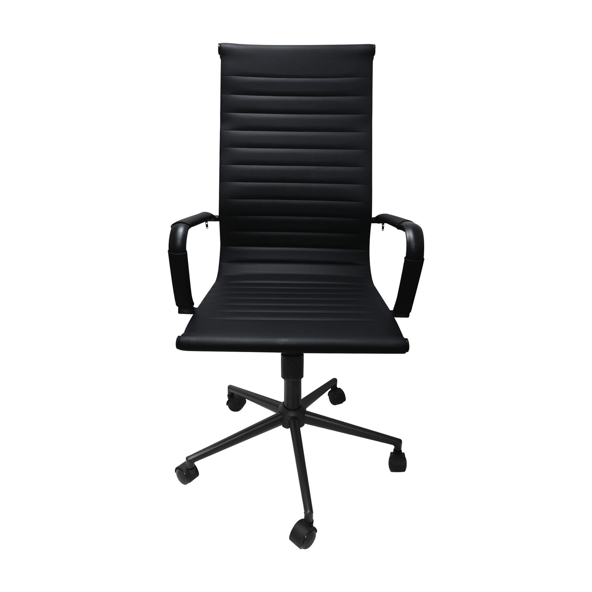 Silla de Oficina Alta Esterilla Negro Cuero PU 61x46.5cm Reclinable y Giratoria con Ruedas - SILLAS DE OFICINA | Bylmo