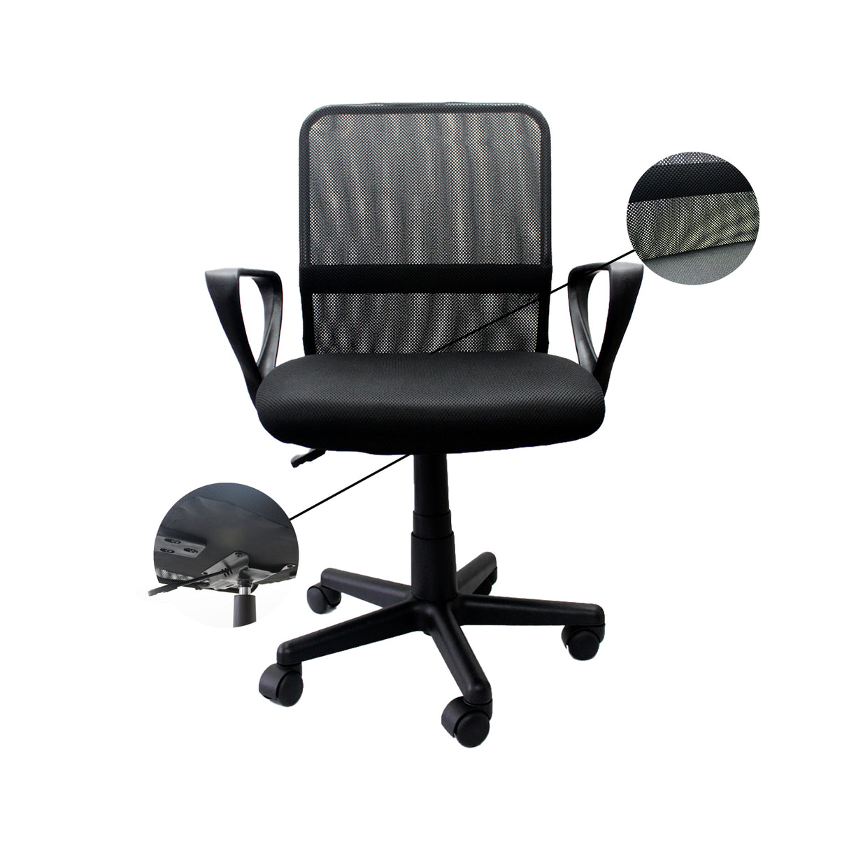 Silla de Oficina Dublin Negro 61x48cm Reclinable y Giratoria con Ruedas - SILLAS DE OFICINA | Bylmo