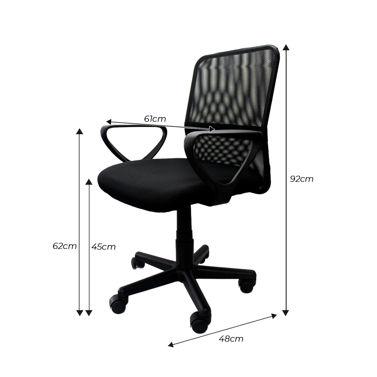 Silla de Oficina Dublin Negro 61x48cm Reclinable y Giratoria con Ruedas - SILLAS DE OFICINA | Bylmo