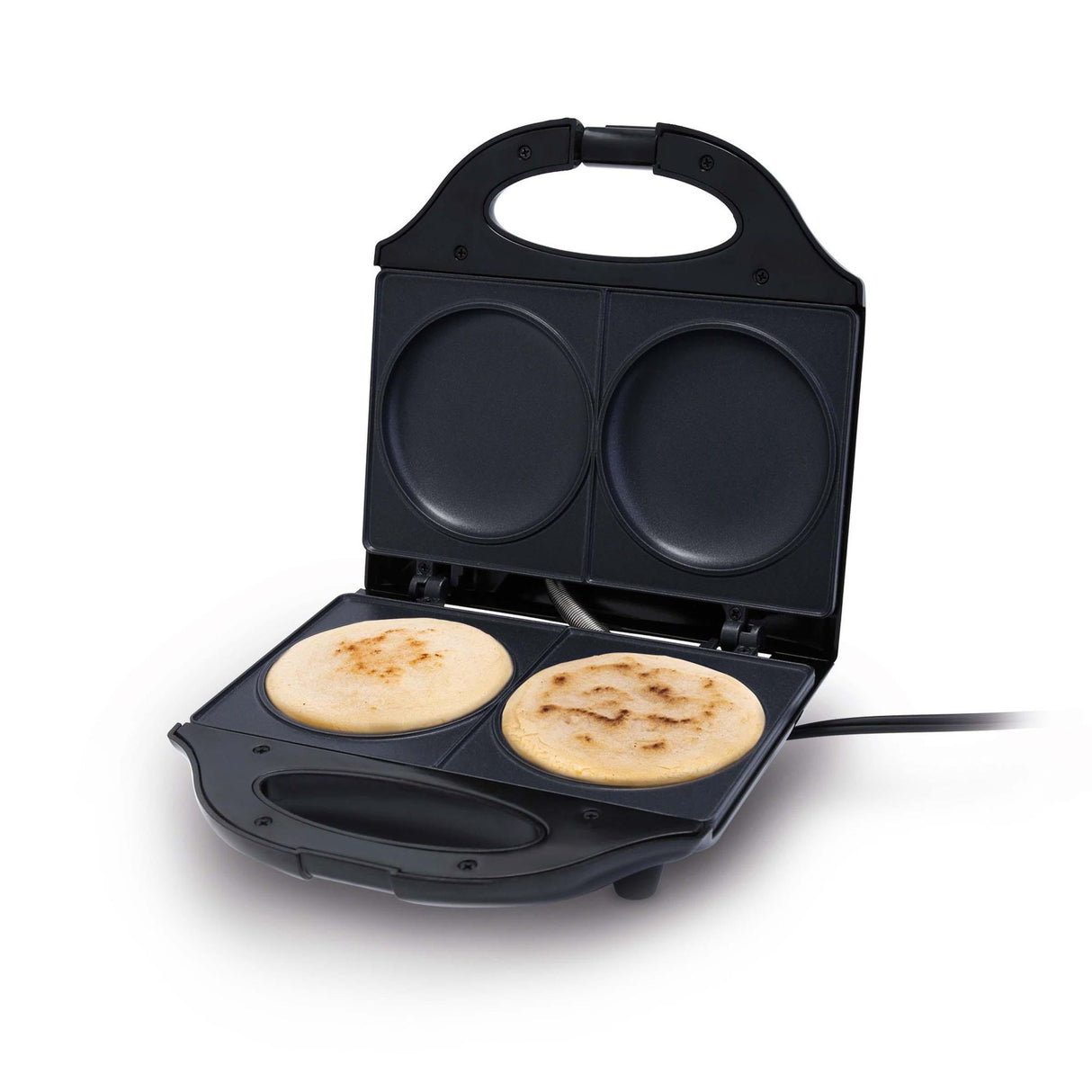 Arepa Maker Negro 21.7x9.3cm de Dos Puestos Circular - SANDUCHERAS Y WAFLERAS | Bylmo