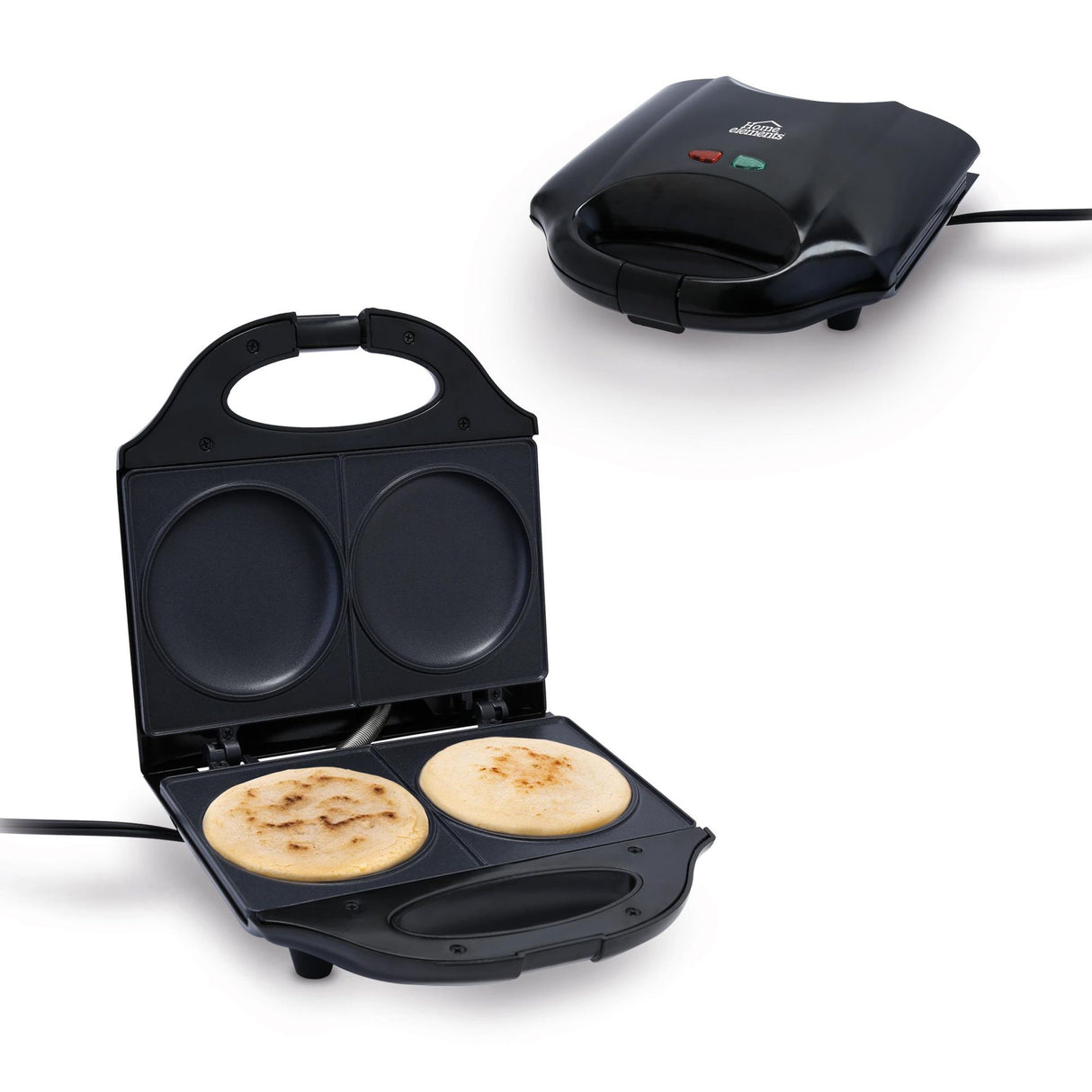 Arepa Maker Negro 21.7x9.3cm de Dos Puestos Circular - SANDUCHERAS Y WAFLERAS | Bylmo