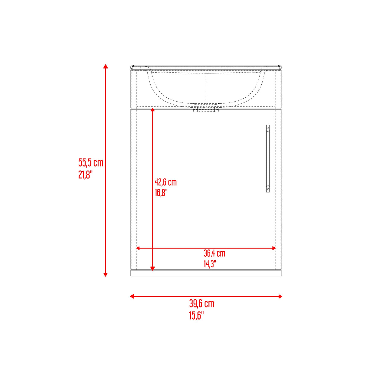 Mueble para Lavamanos Oxford Fresno Europeo y Plomo 40x55.5cm Flotante con Lamvamanos - MUEBLES PARA LAVAMANOS | Bylmo