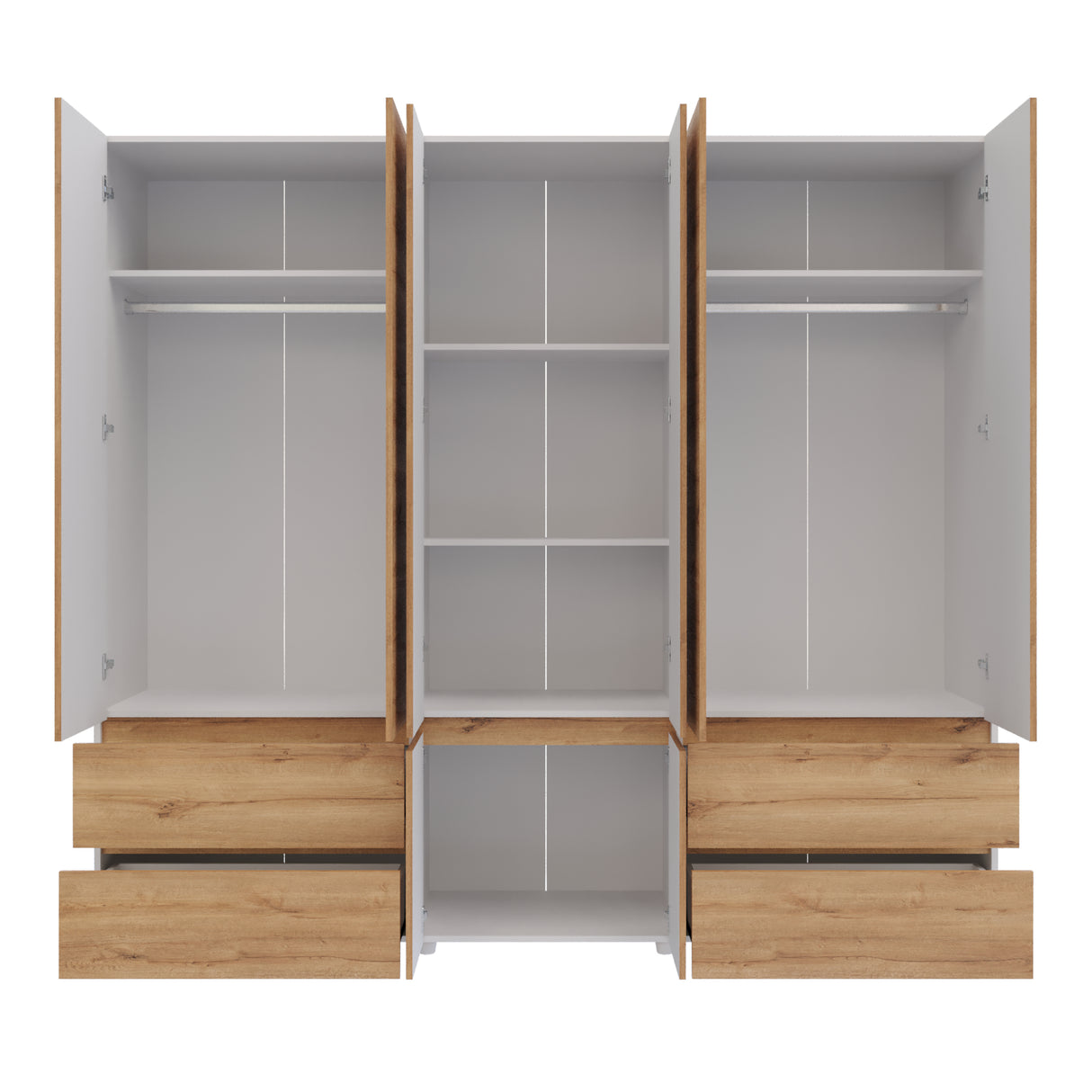 Closet Dallas Duna y Blanco 220x200cm con Cuatro Cajones y con Doce Compartimientos - CLOSETS | Bylmo