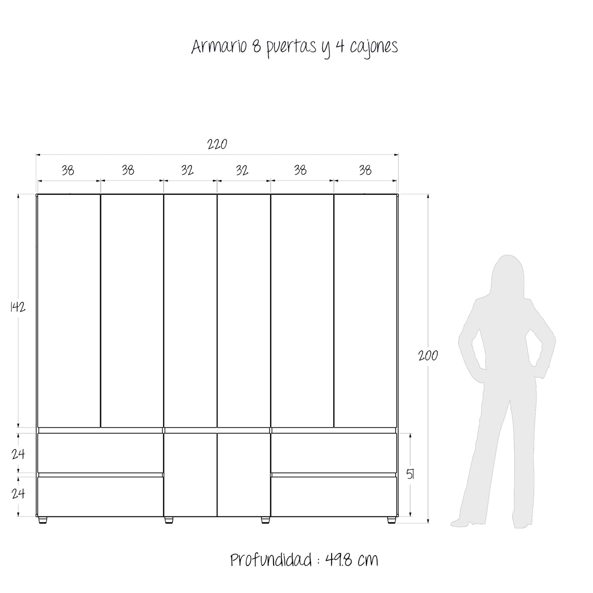 Closet Dallas Duna y Blanco 220x200cm con Cuatro Cajones y con Doce Compartimientos - CLOSETS | Bylmo