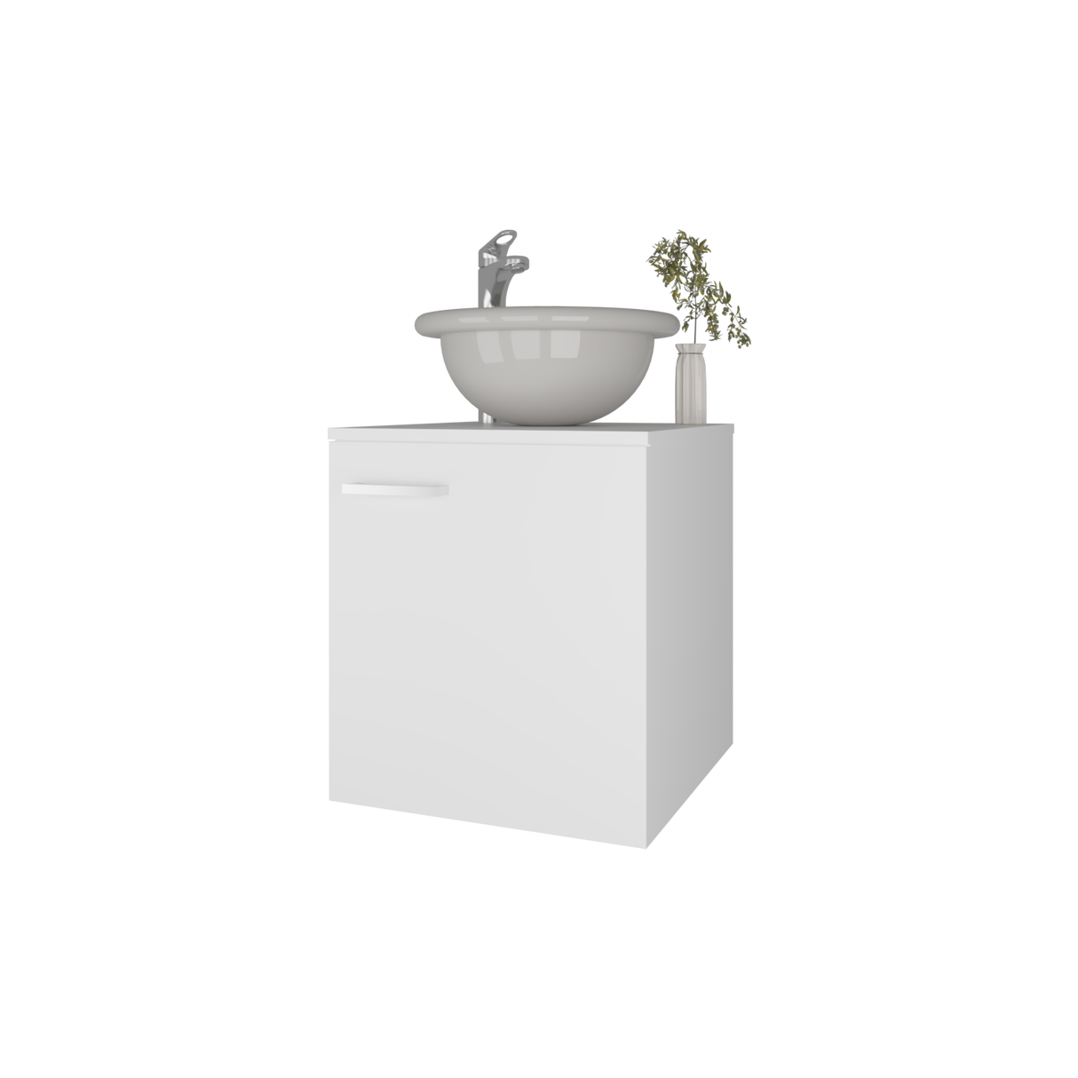 Mueble para Lavamanos Individual Clyde Blanco 45x50cm Flotante con Lavamanos de Vessel - MUEBLES PARA LAVAMANOS | Bylmo