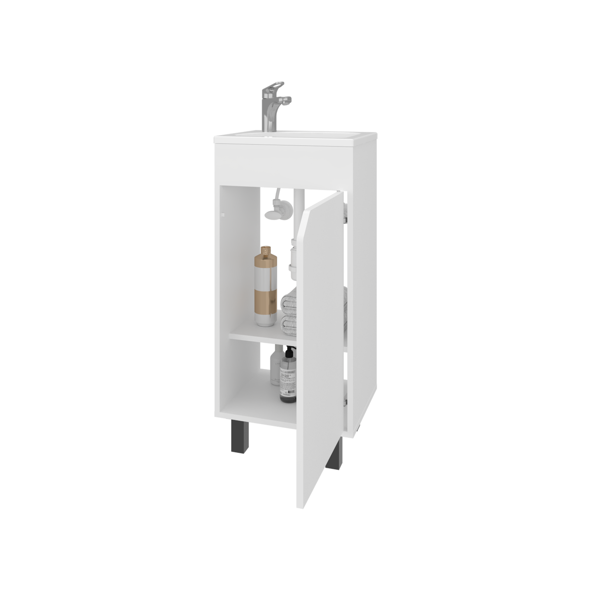 Mueble para Lavamanos Individual Bethel Blanco 40x86cm con Patas y Lavamanos de Sobreponer - MUEBLES PARA LAVAMANOS | Bylmo