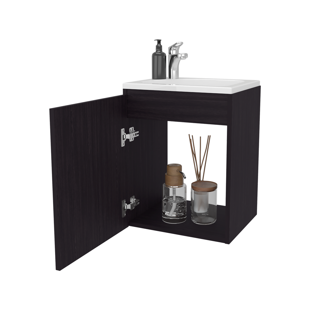 Mueble para Lavamanos Individual Saju Wengue 40x50cm Flotante con Lavamanos de Sobreponer - MUEBLES PARA LAVAMANOS | Bylmo