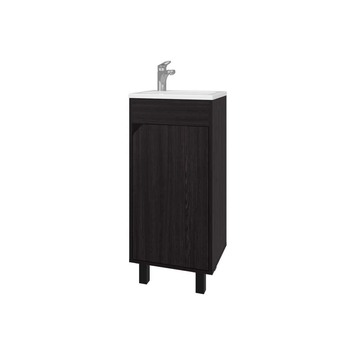 Mueble para Lavamanos Individual Bethel Wengue 40x86cm con Patas y Lavamanos de Sobreponer - MUEBLES PARA LAVAMANOS | Bylmo
