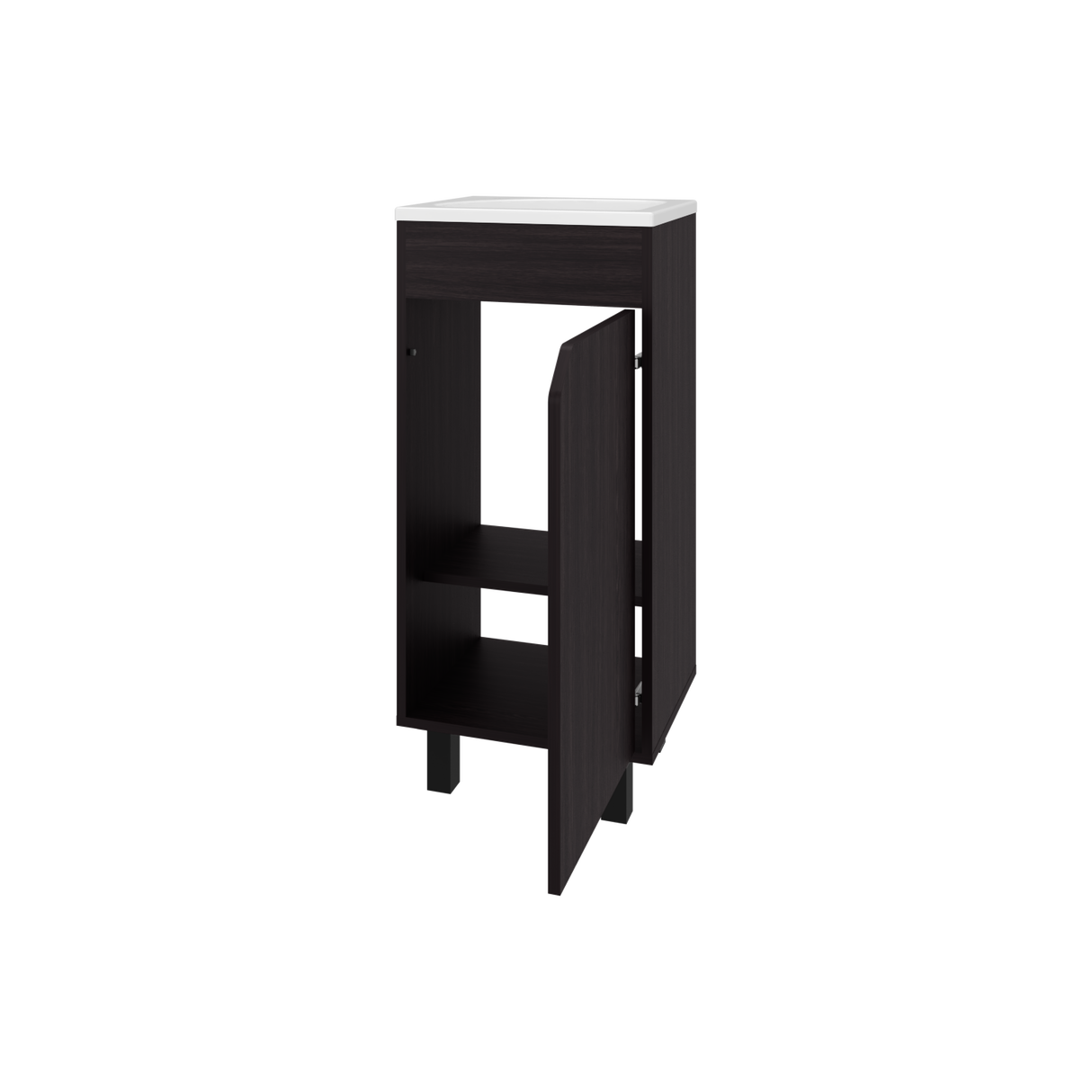 Mueble para Lavamanos Individual Bethel Wengue 40x86cm con Patas y Lavamanos de Sobreponer - MUEBLES PARA LAVAMANOS | Bylmo