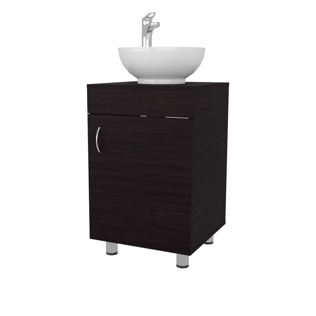 Mueble para Lavamanos Individual Tacna Wengue 45x72cm con Patas y Lavamanos de Vessel - MUEBLES PARA LAVAMANOS | Bylmo