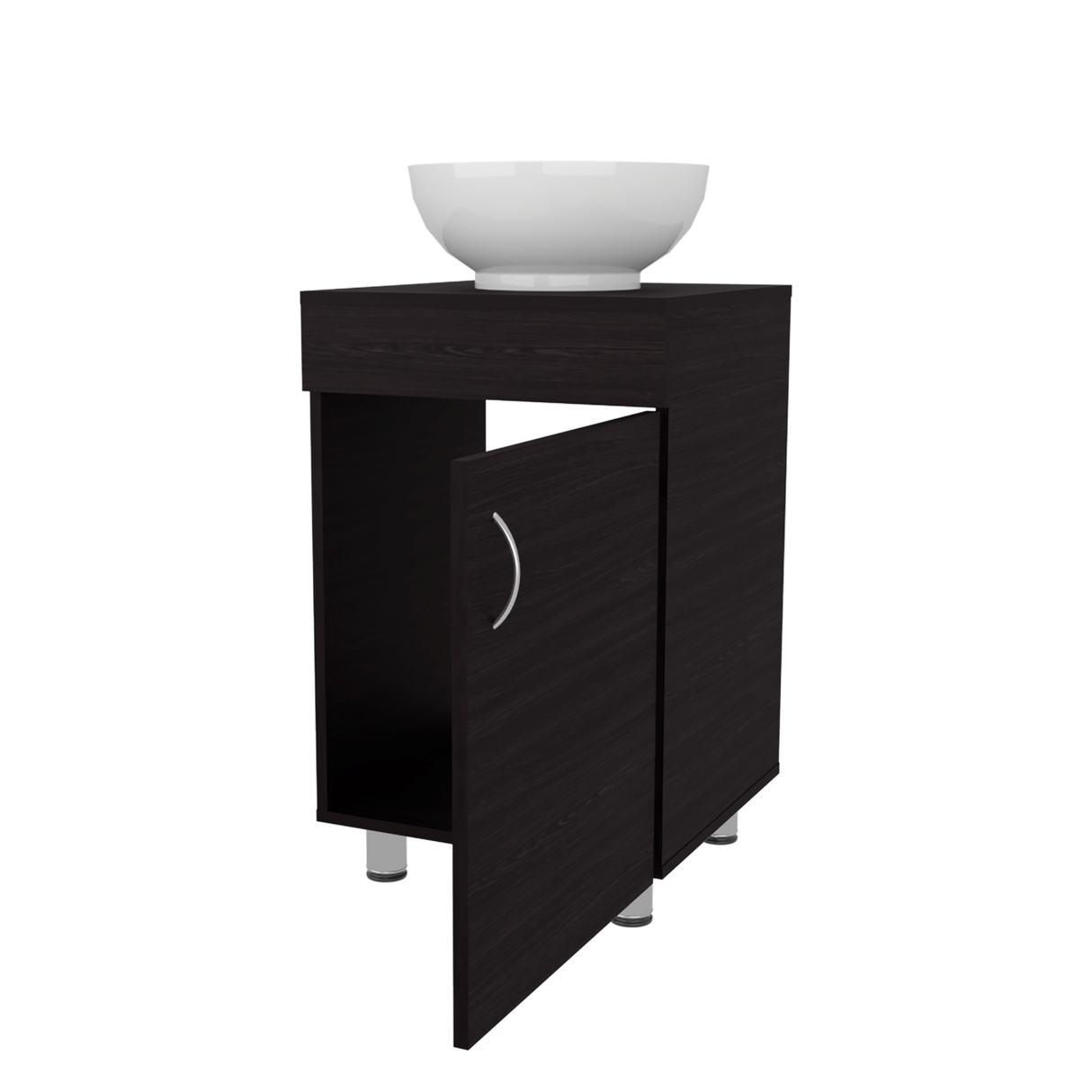 Mueble para Lavamanos Individual Tacna Wengue 45x72cm con Patas y Lavamanos de Vessel - MUEBLES PARA LAVAMANOS | Bylmo