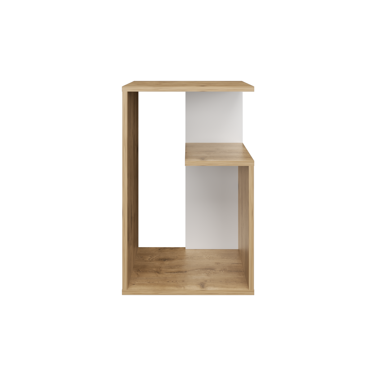 Mesa Auxiliar Rectangular Everett Macadamia y Blanco 40x63cm con Tres Compartimientos - MESAS AUXILIARES | Bylmo