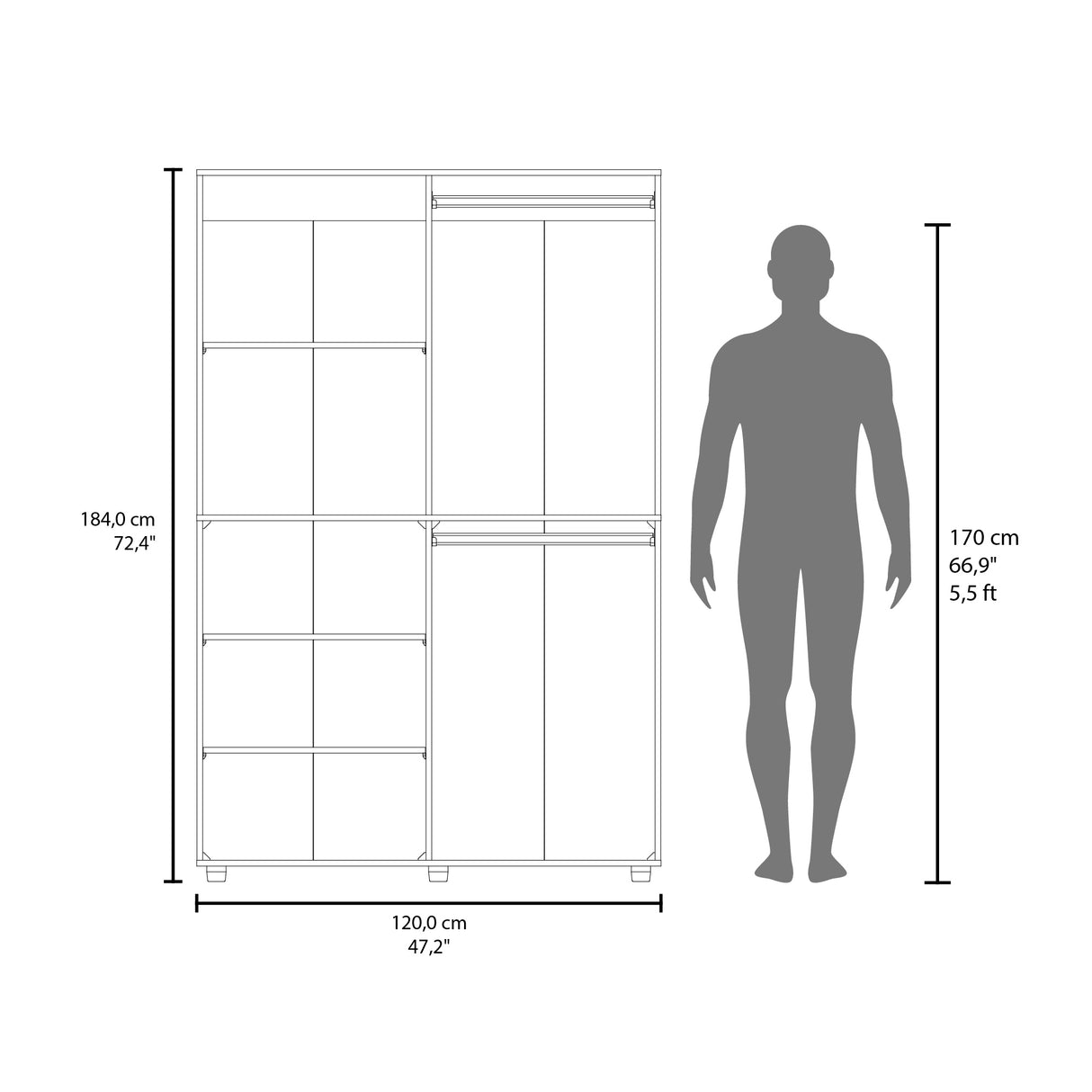 Closet Eco Blanco 120x184cm Con Siete Compartimientos - CLOSETS | Bylmo