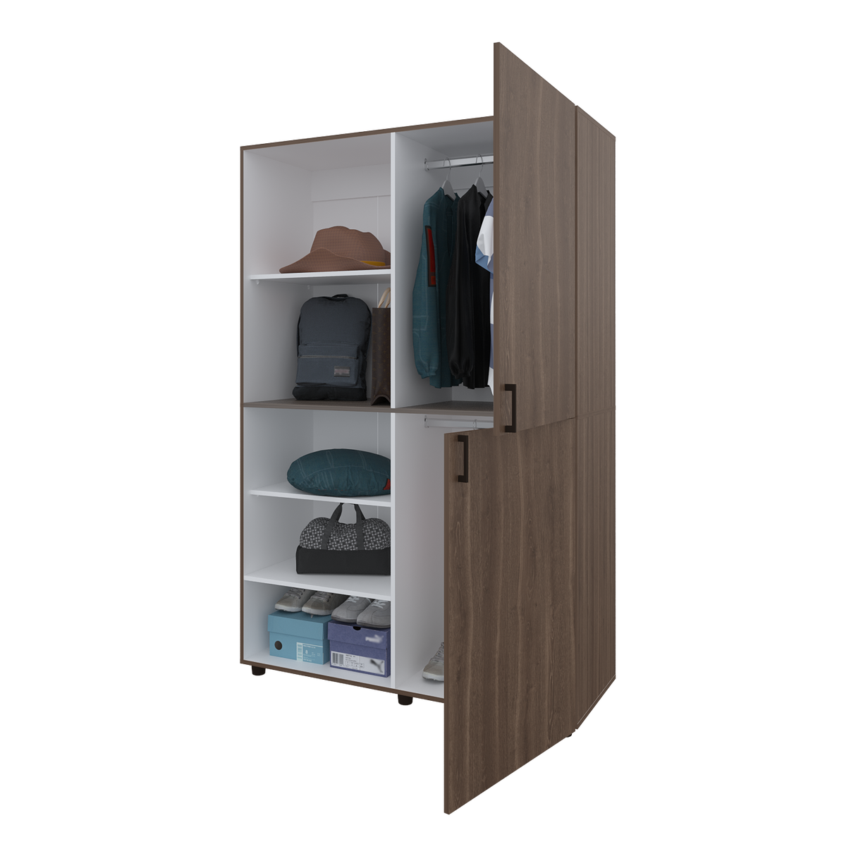 Closet Eco Milan Y Blanco 120x184cm Con Siete Compartimientos - CLOSETS | Bylmo