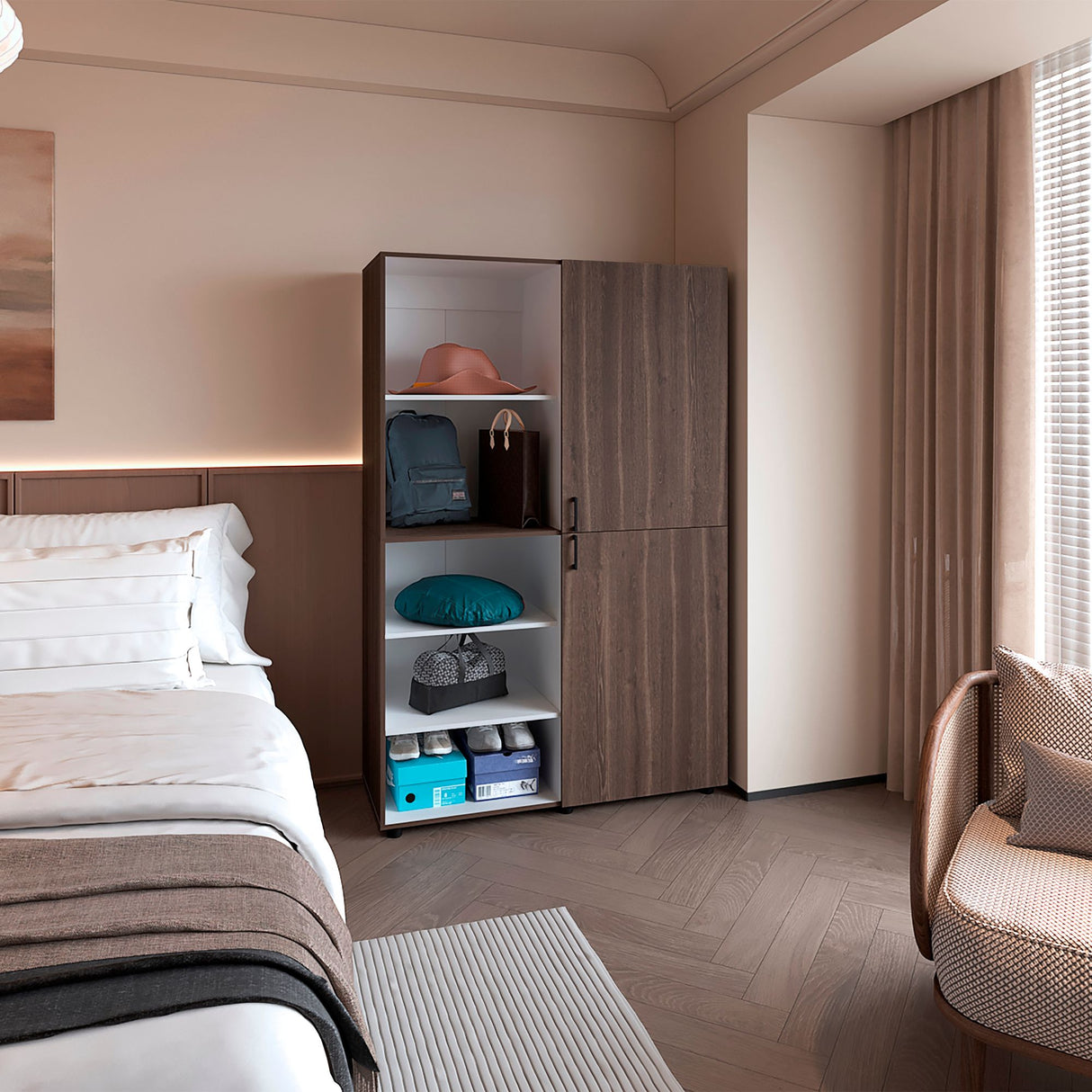 Closet Eco Milan Y Blanco 120x184cm Con Siete Compartimientos - CLOSETS | Bylmo