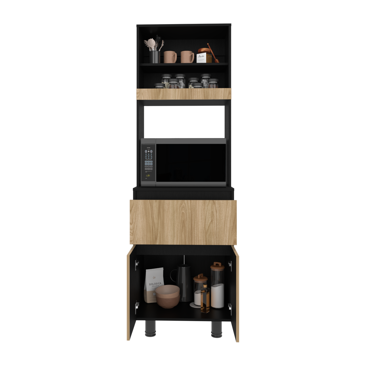 Alacena Express Wengue y Fresno Europeo 60x194cm Con Tres Puertas - ALACENAS Y MUEBLES MICROONDAS | Bylmo