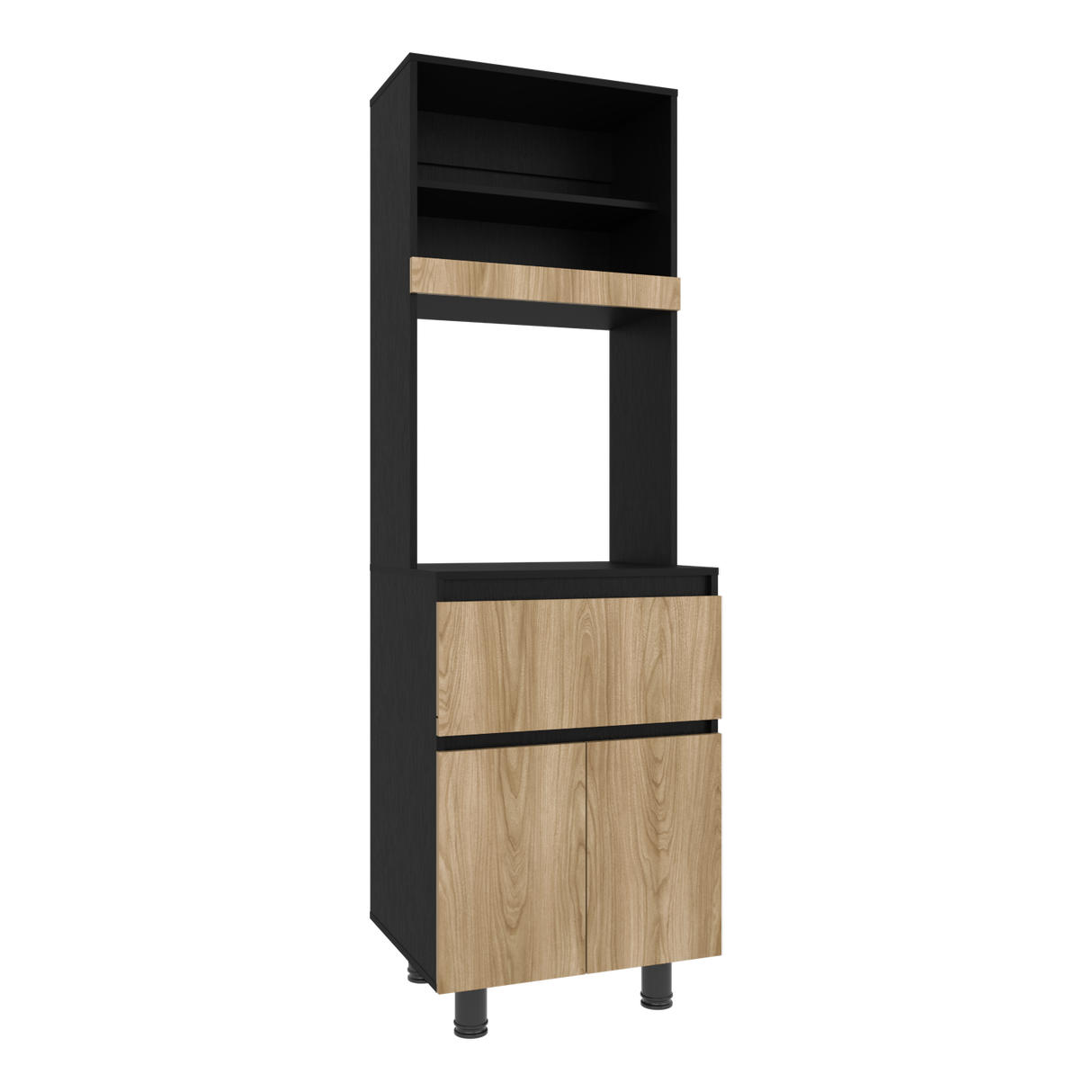 Alacena Express Wengue y Fresno Europeo 60x194cm Con Tres Puertas - ALACENAS Y MUEBLES MICROONDAS | Bylmo