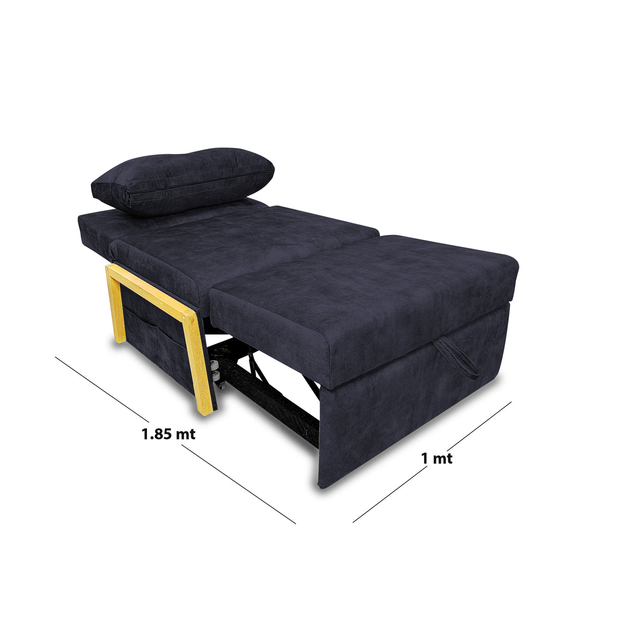 Silla Poltrona Reclinable Dorian Grafito 100x75cm de Un Puesto con Bolsillos y Reposapiés - SOFAS Y POLTRONAS | Bylmo