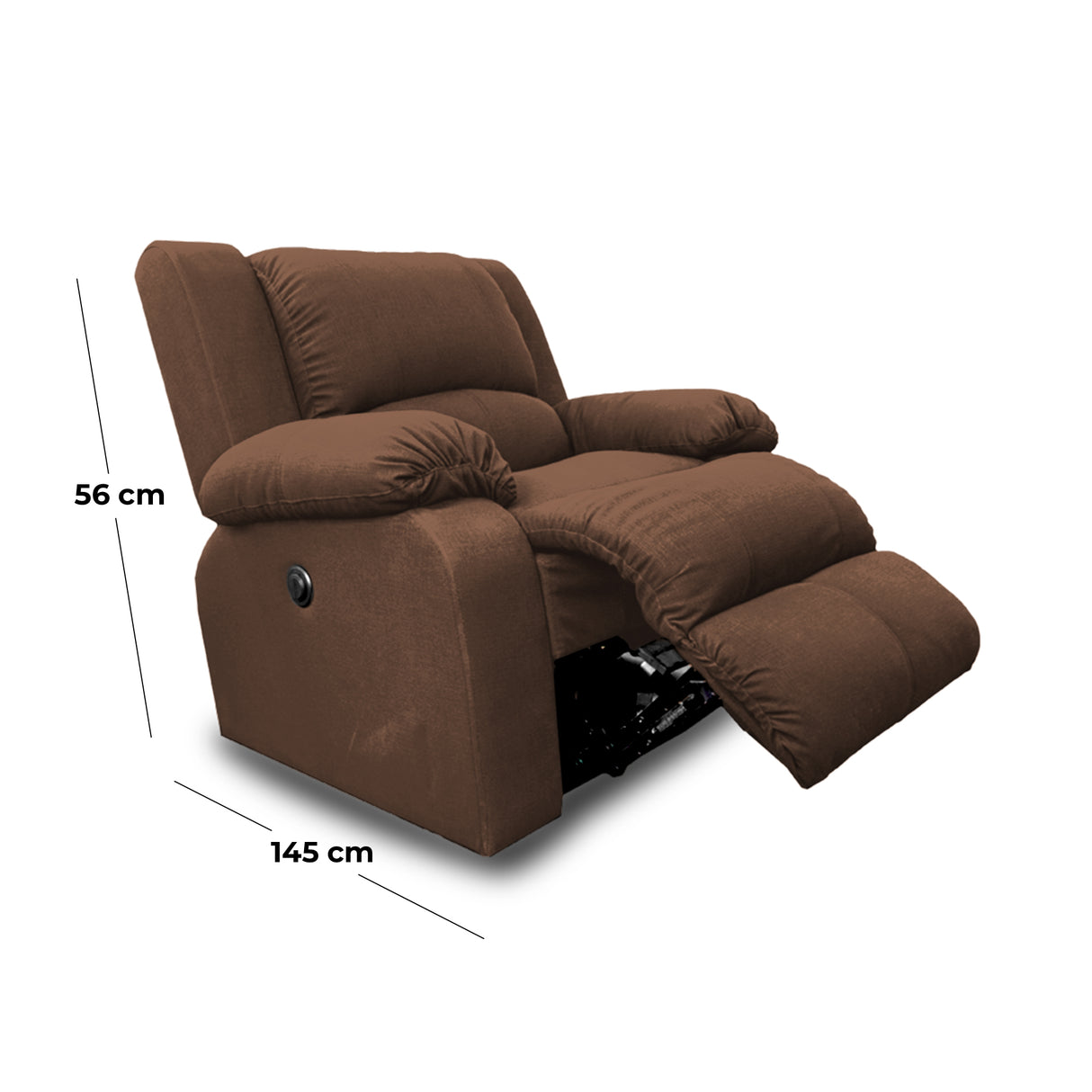 Silla Poltrona Reclinable Eléctrica Reclinomatic Cafe 90x102cm con Reposapiés - SOFAS Y POLTRONAS | Bylmo