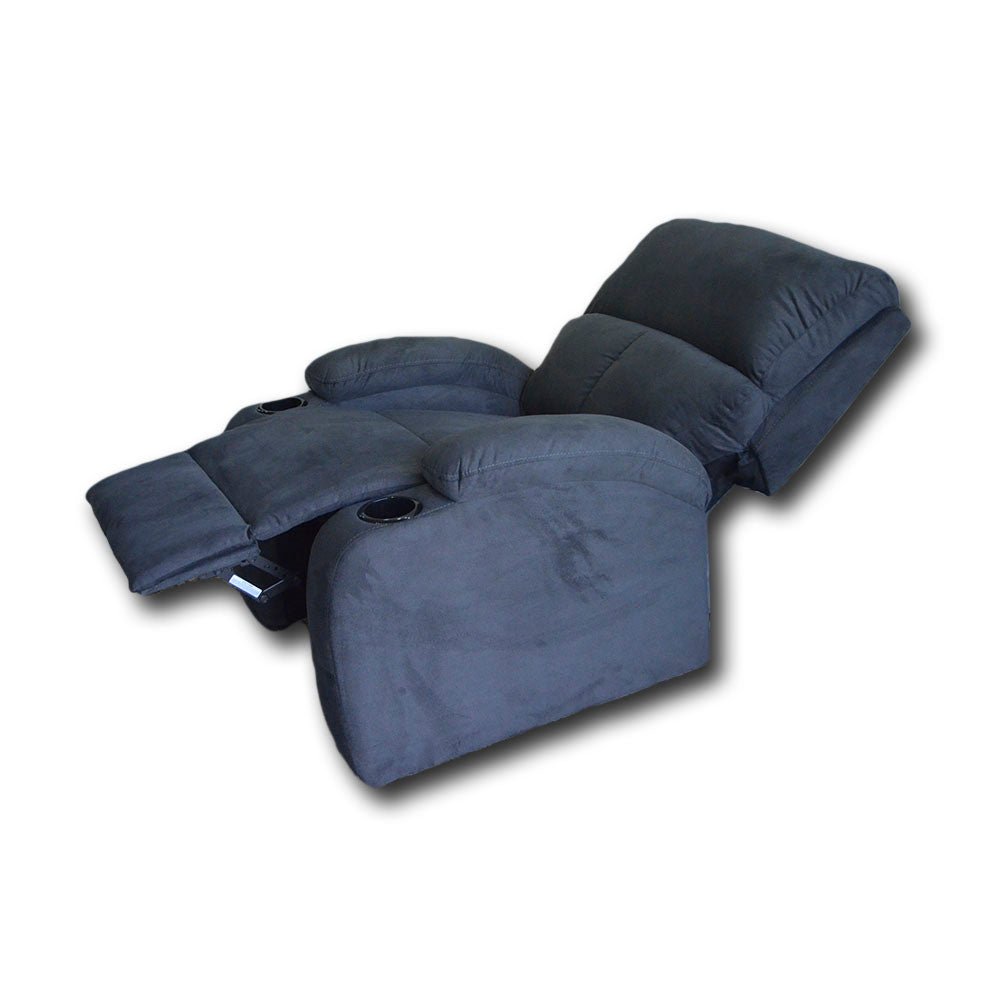 Silla Poltrona Reclinable Manual Reclinomatic Eco Gris 77x90cm con Reposapiés y con Portavasos - SOFAS Y POLTRONAS | Bylmo