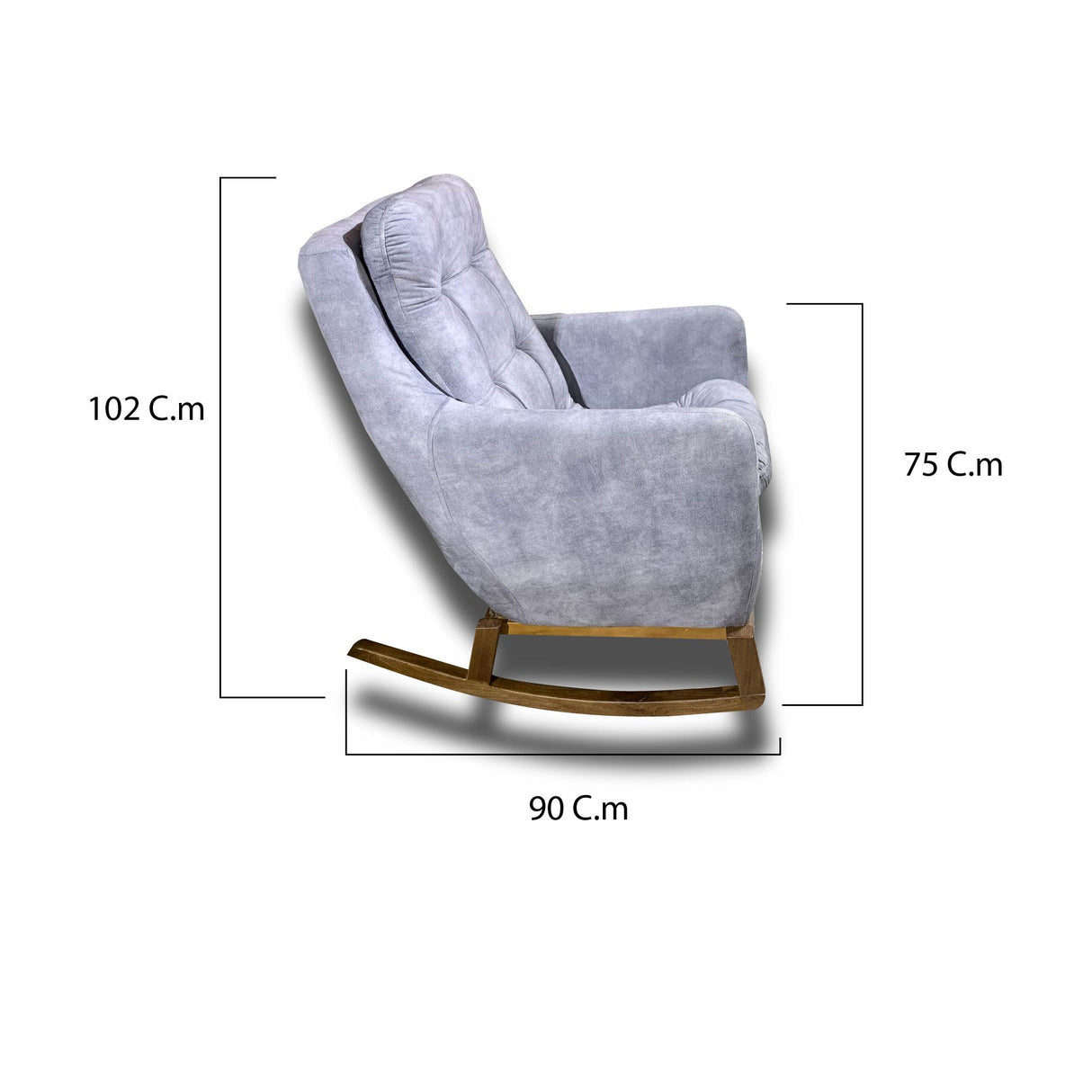 Poltrona Mecedora Paris Gris 68x102cm con Puff - SOFAS Y POLTRONAS | Bylmo