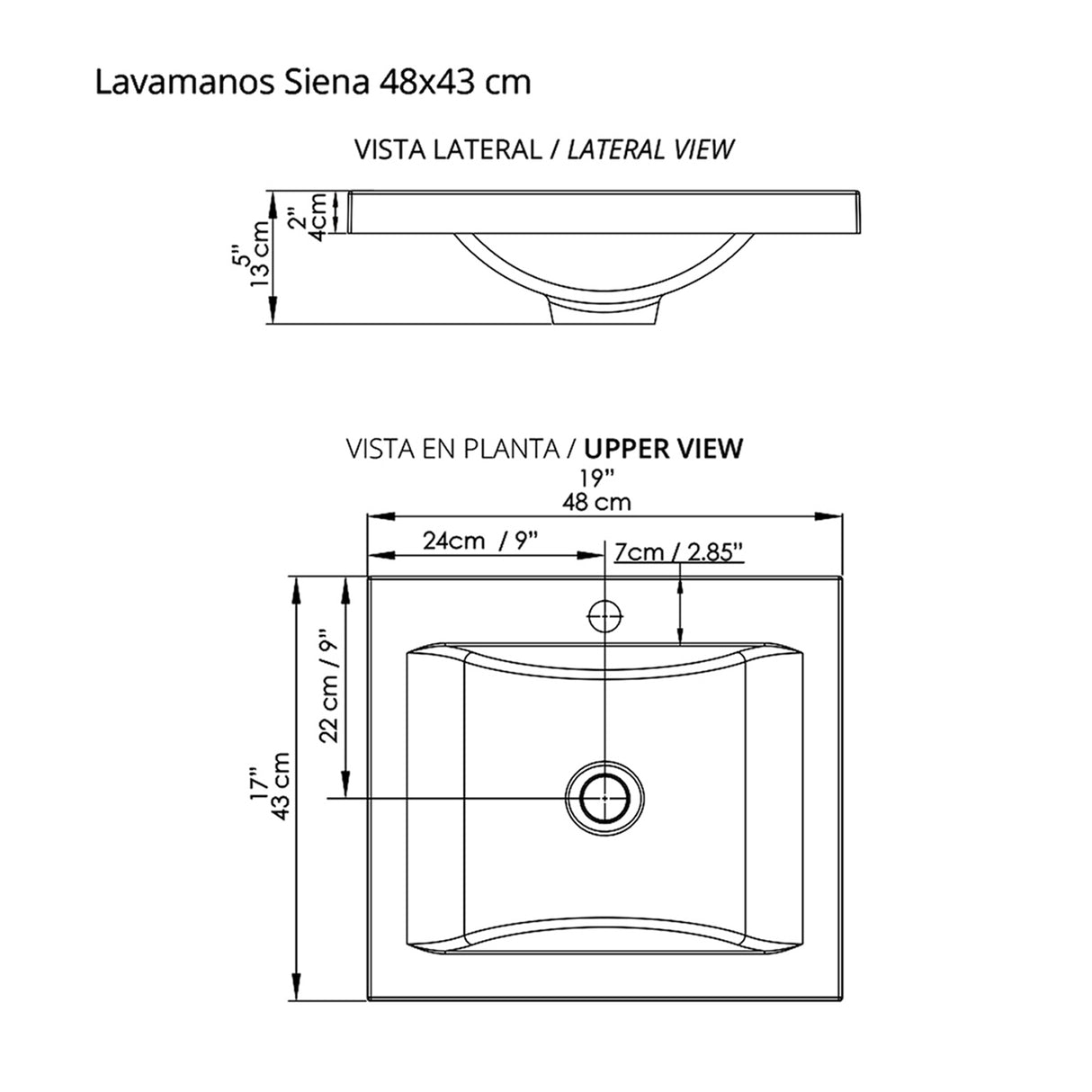 Mueble para Lavamanos Flotante Essential Gracia 48x40cm con Lavamanos Siena - MUEBLES PARA LAVAMANOS | Bylmo