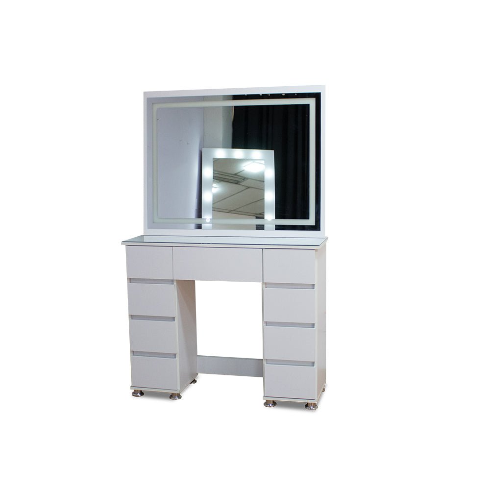 Tocador con Espejo Jazmin Blanco 105x165cm con Nueve Cajones - TOCADORES | Bylmo