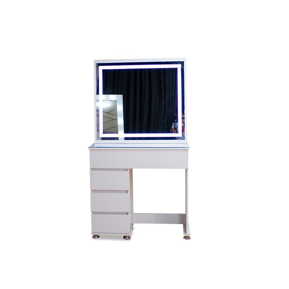 Tocador con Espejo Jazmin Blanco 90x165cm con Cuatro Cajones - TOCADORES | Bylmo