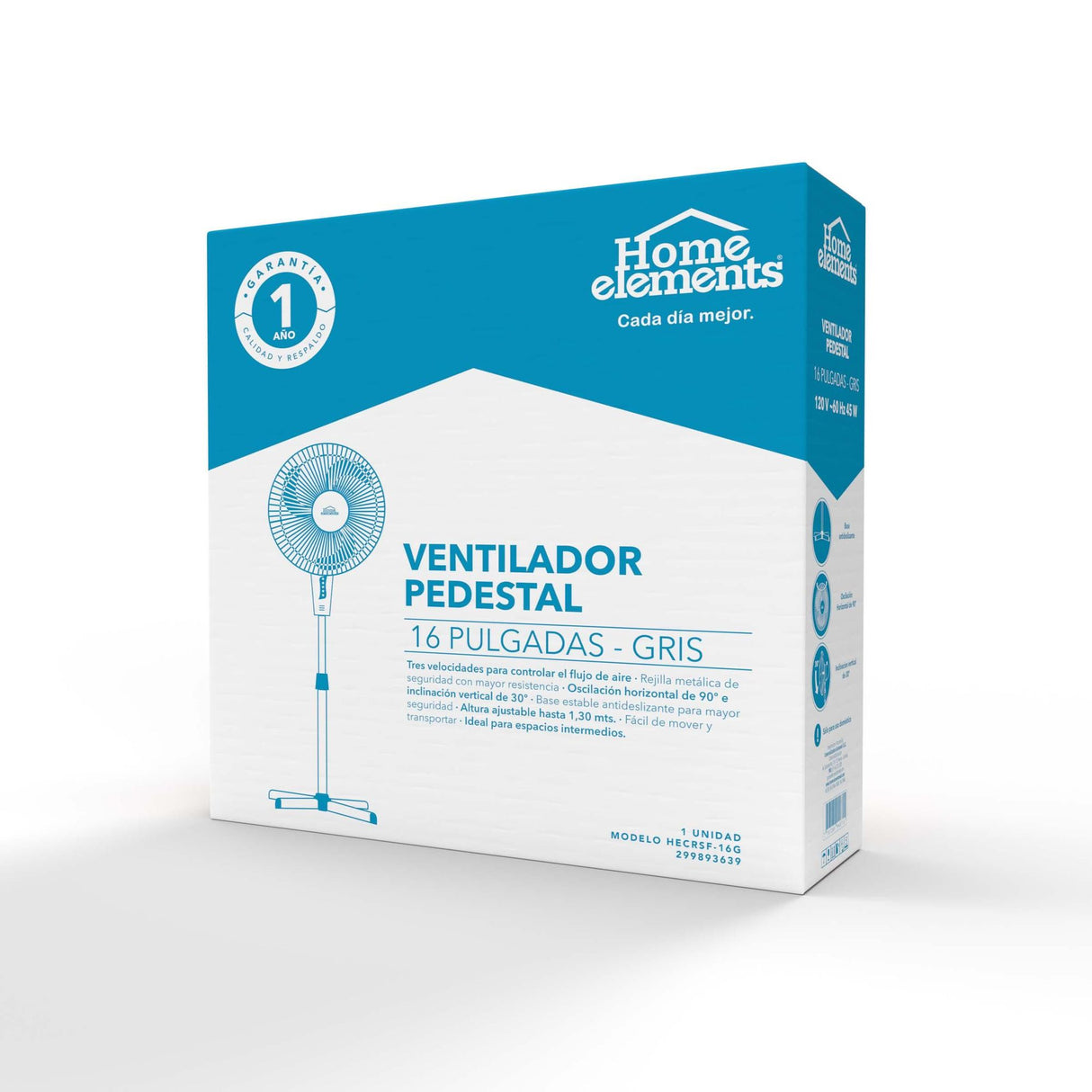 Ventilador de Piso Gris y Negro 50x130cm de Tres Velocidades con Oscilación - VENTILADORES | Bylmo