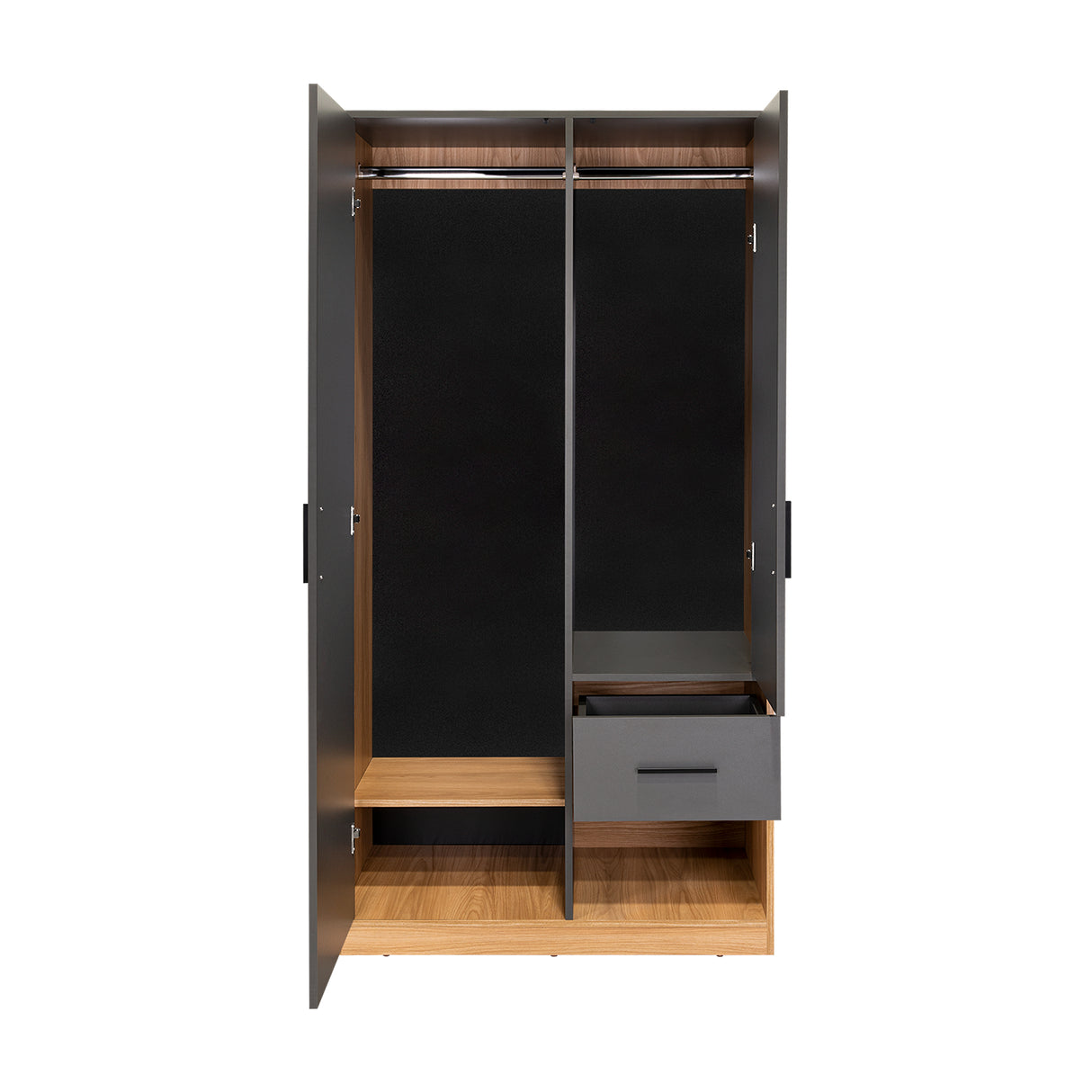 Closet Girona Plomo y Fresno Europeo 180x48.8cm con Un Cajón con Dos Entrepaños y con Seis Compartimiento - CLOSETS | Bylmo