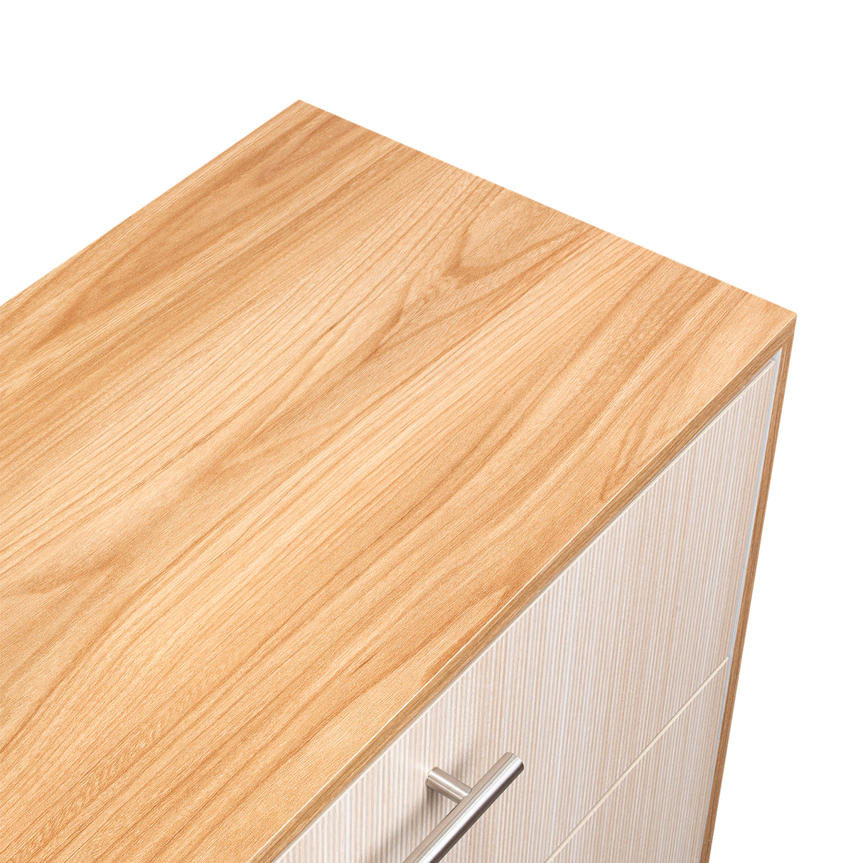 Cajonera Sevilla Fresno Europeo y Blanco 80x75cm De Tres Hileras con Cuatro Cajones - CAJONERAS Y COMODAS | Bylmo
