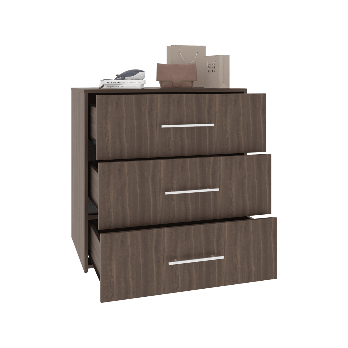 Cajonera Bigaf Milan y Wengue 80x82.1cm De Tres Hileras con Tres Cajones - CAJONERAS Y COMODAS | Bylmo