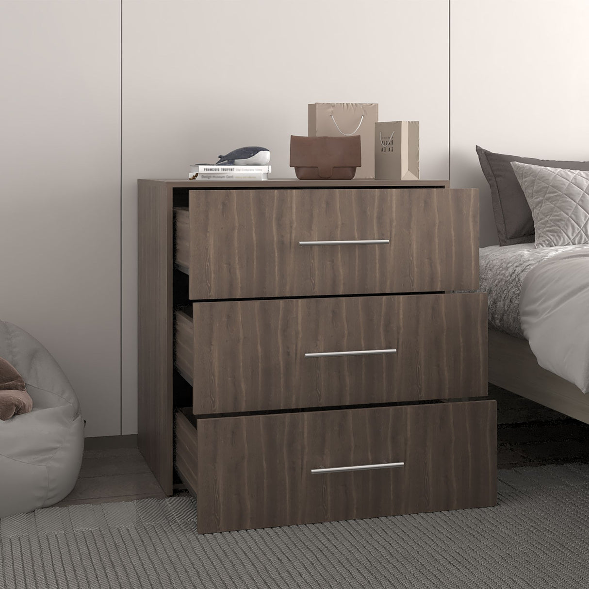 Cajonera Bigaf Milan y Wengue 80x82.1cm De Tres Hileras con Tres Cajones - CAJONERAS Y COMODAS | Bylmo