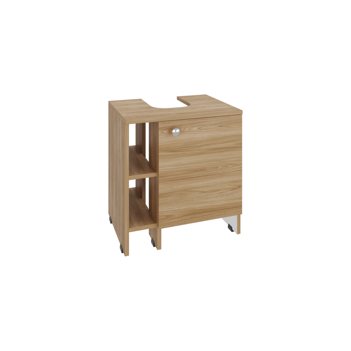 Mueble para Lavamanos Basic Fresno Europeo y Blanco 47x50.5cm con Patas y Una Puerta - MUEBLES PARA LAVAMANOS | Bylmo