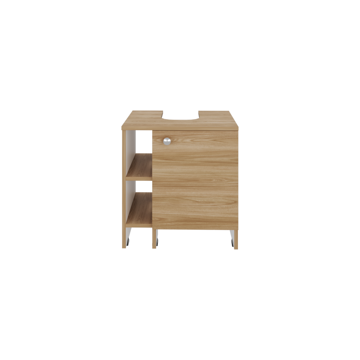 Mueble para Lavamanos Basic Fresno Europeo y Blanco 47x50.5cm con Patas y Una Puerta - MUEBLES PARA LAVAMANOS | Bylmo